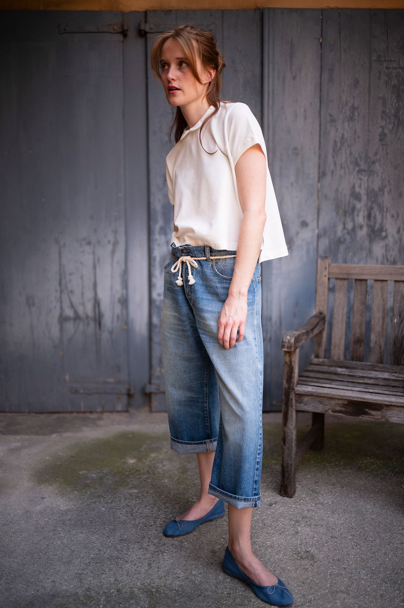 Pantalon The 50s Selvedge Culotte Jean Femme Light Blue
