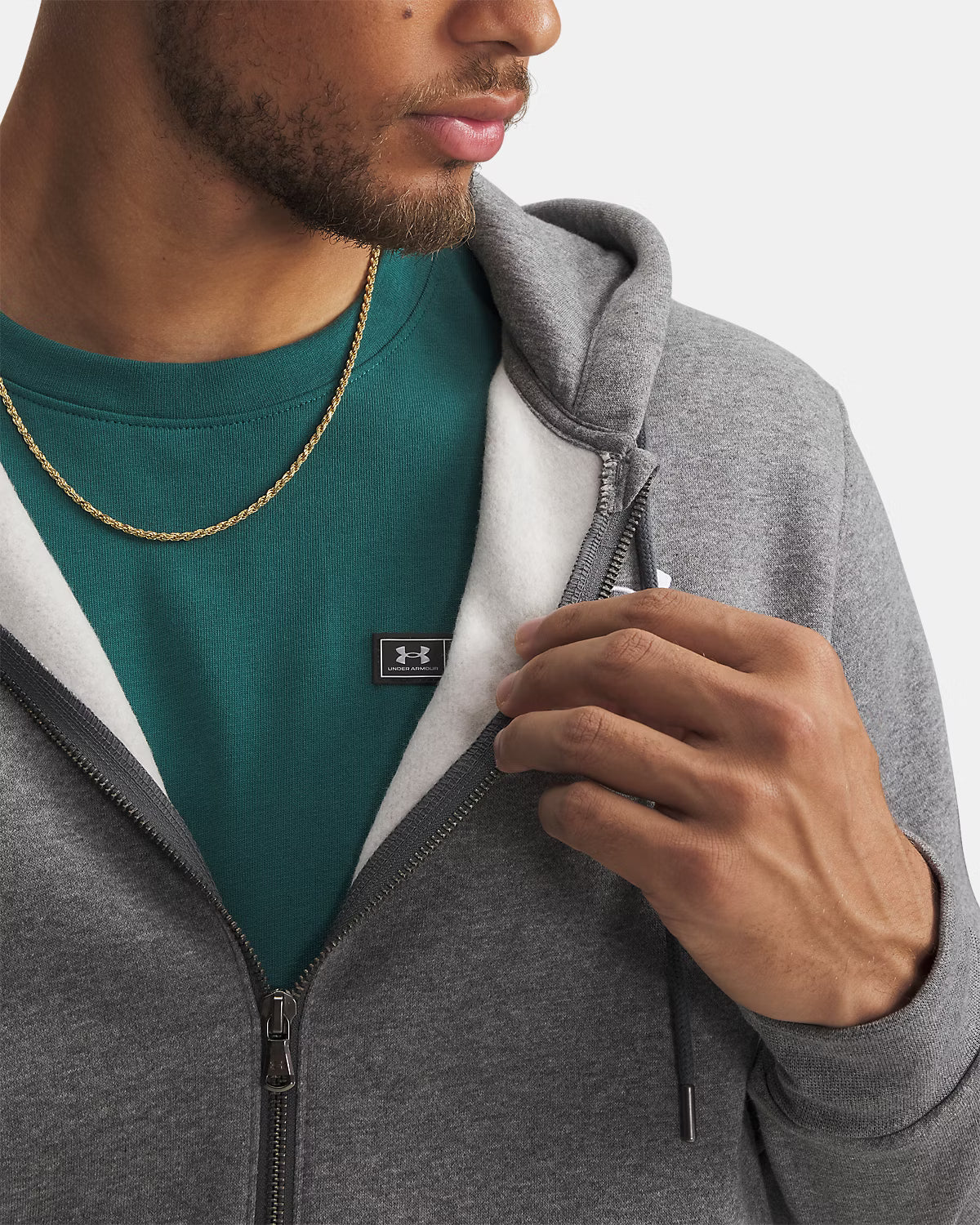 Mann Icon Fleece Full Zip Kapuzenpullover Pitch Gray Medium