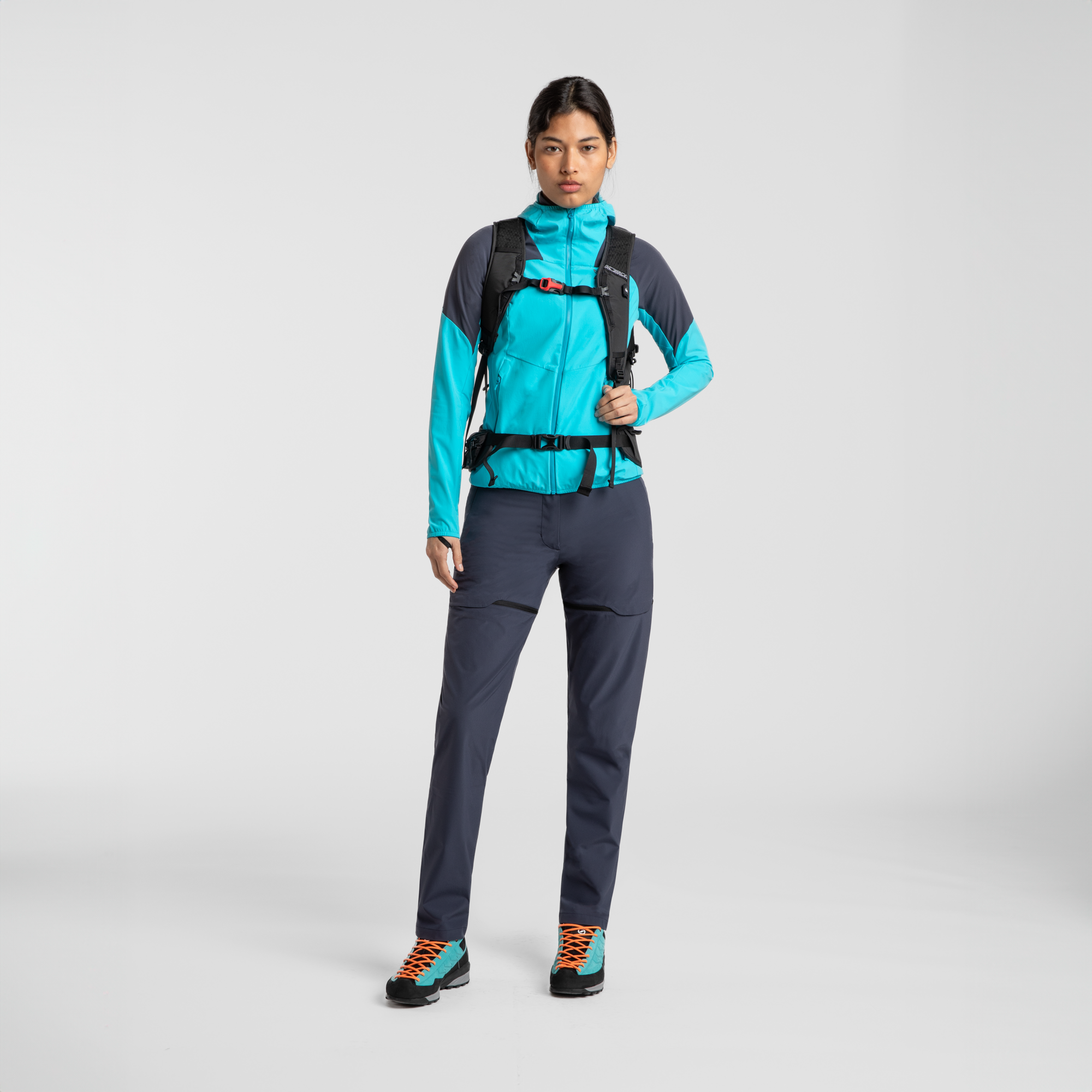 Chaqueta Rise Hooded Mujer Turquise/Graphite Blue