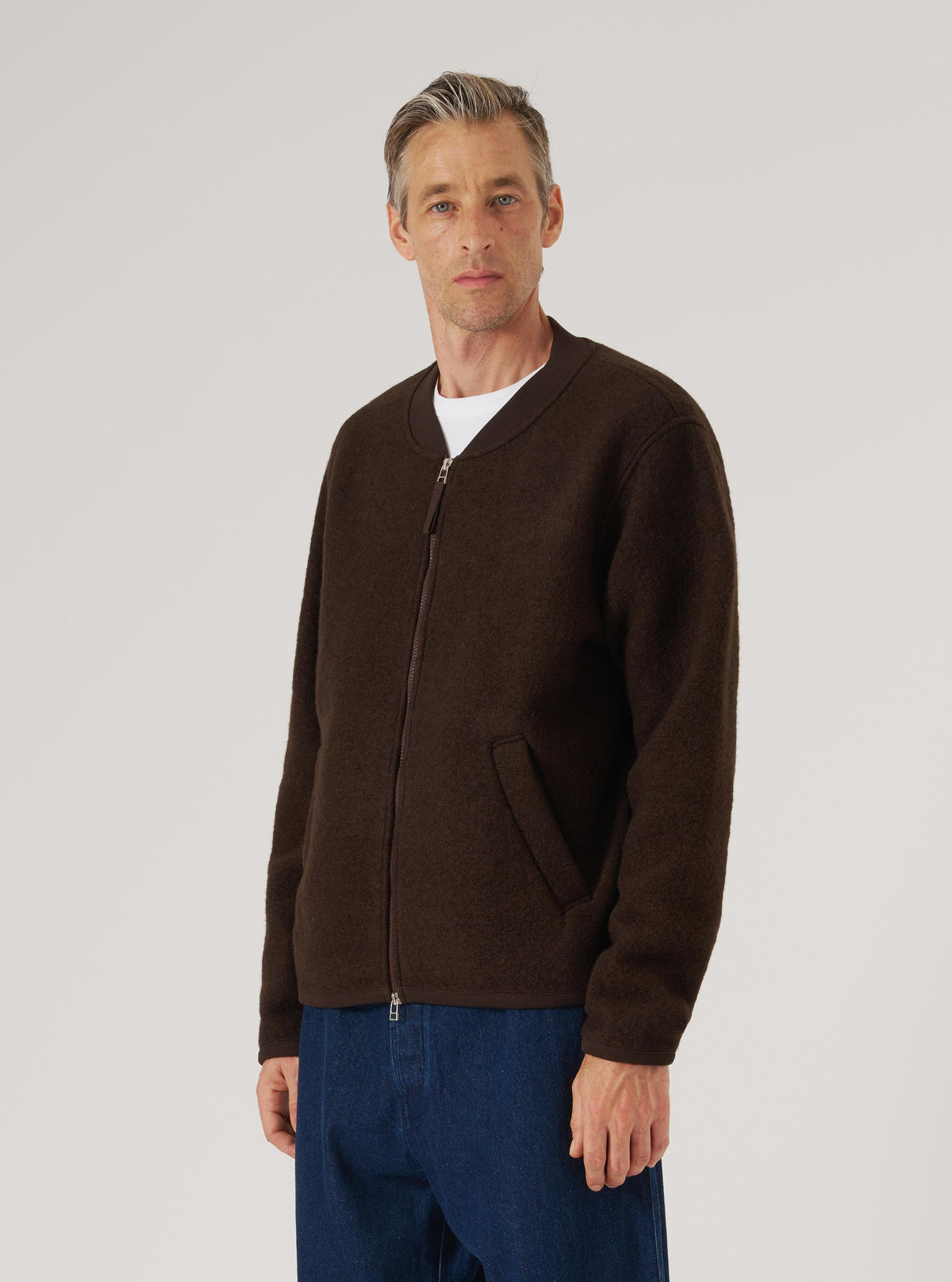 Giacca Zip Bomber Uomo Brown