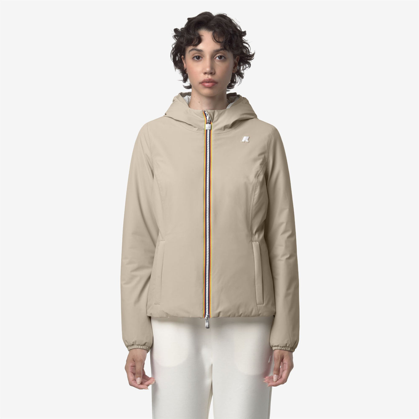 Women's Lily Stretch Warm Double Jacket Beige Cashmere/White Gardenia