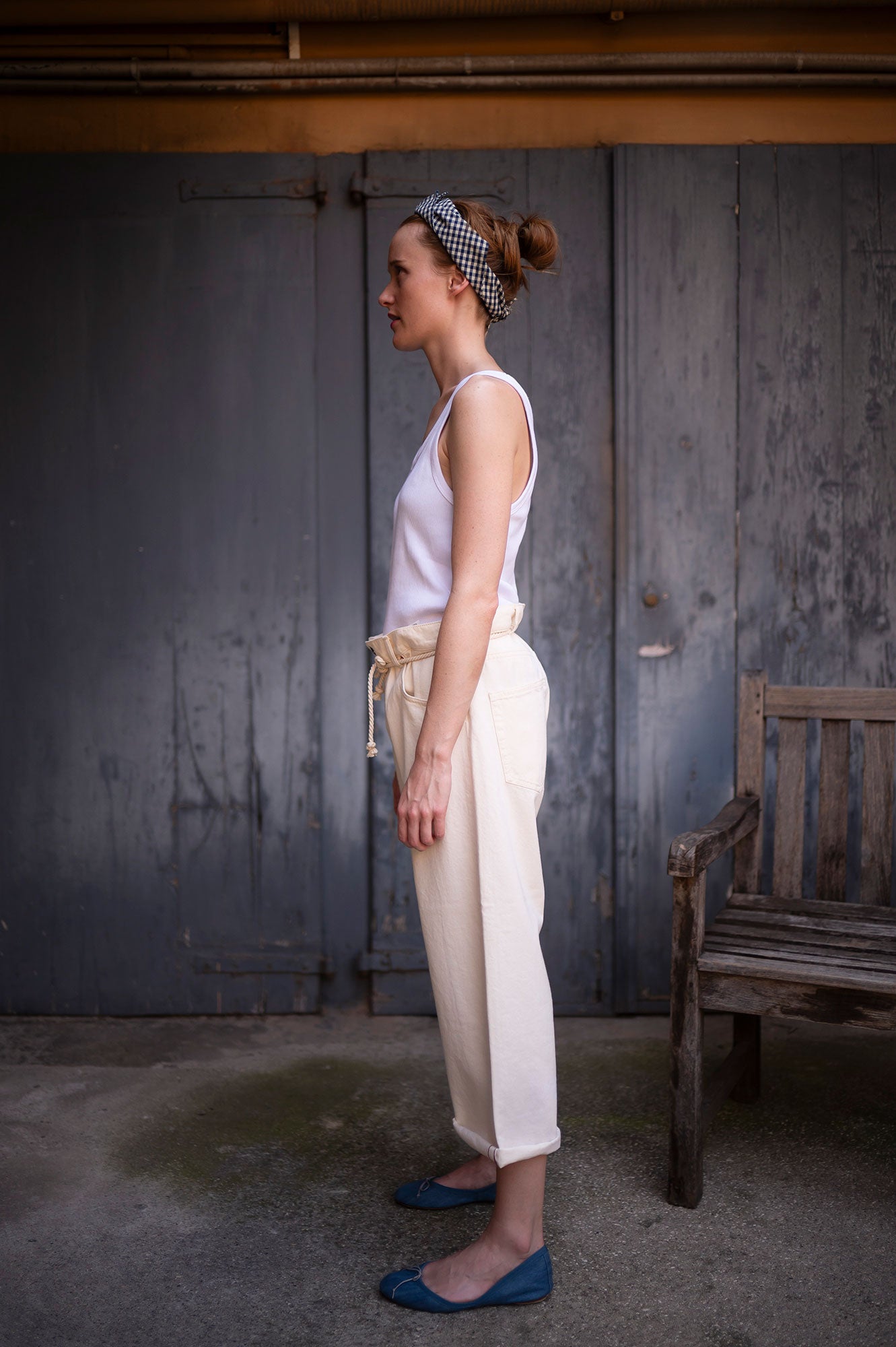 Frau The 50s Selvedge Culotte Jean Hose Cream