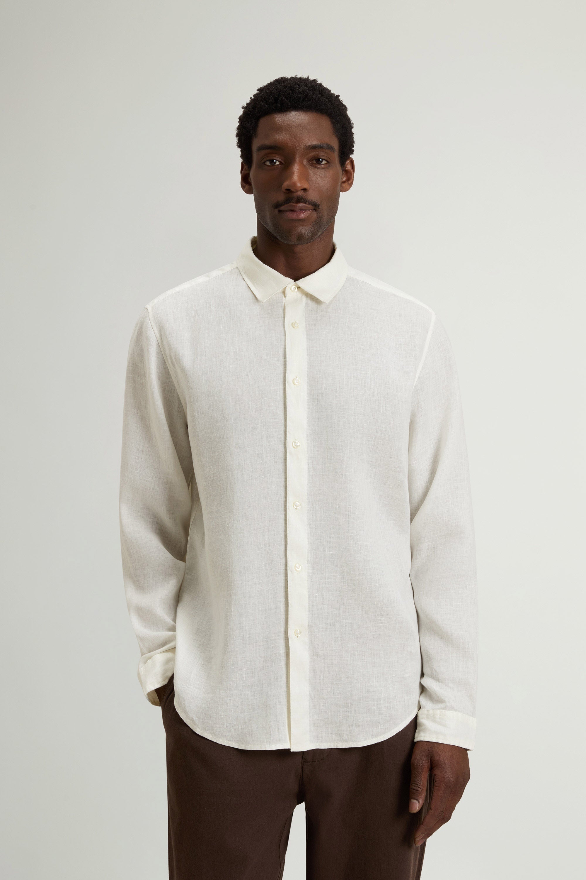 Mann Linen Hemd Arctic White