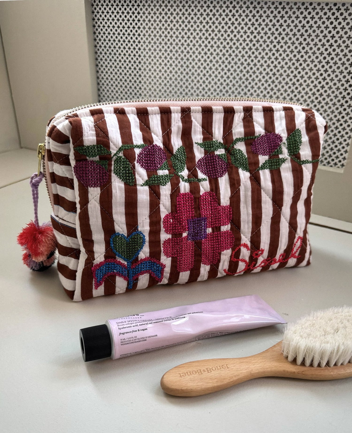 Borsa Rosea Cosmetic Donna Brown Stripes
