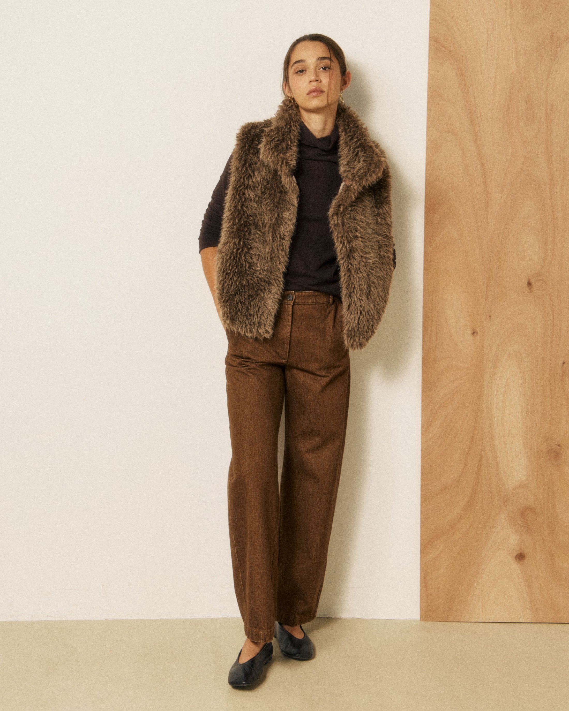 Gilet Verso Donna Glossy Brown