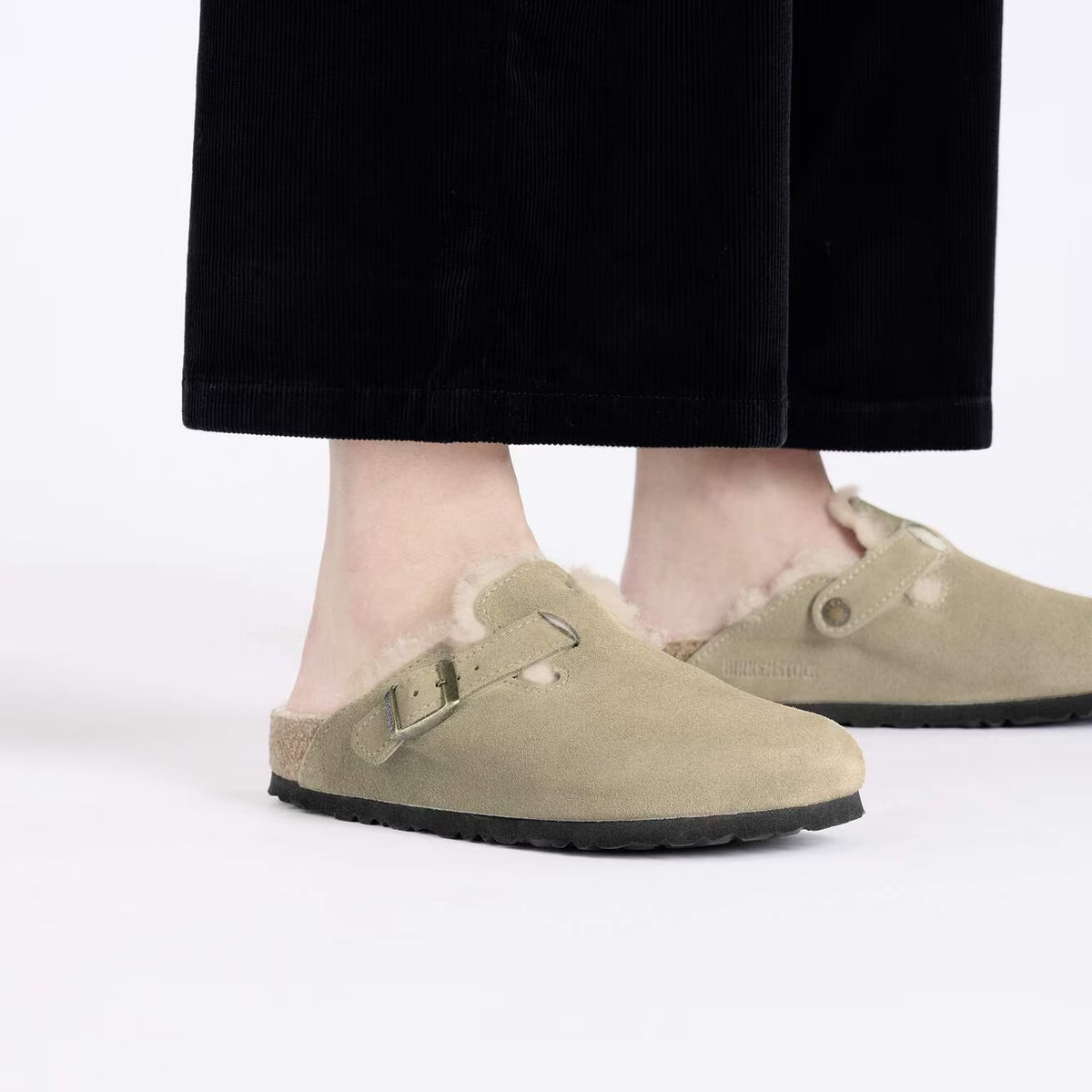 Boston VL shearling-sandaler, taupe