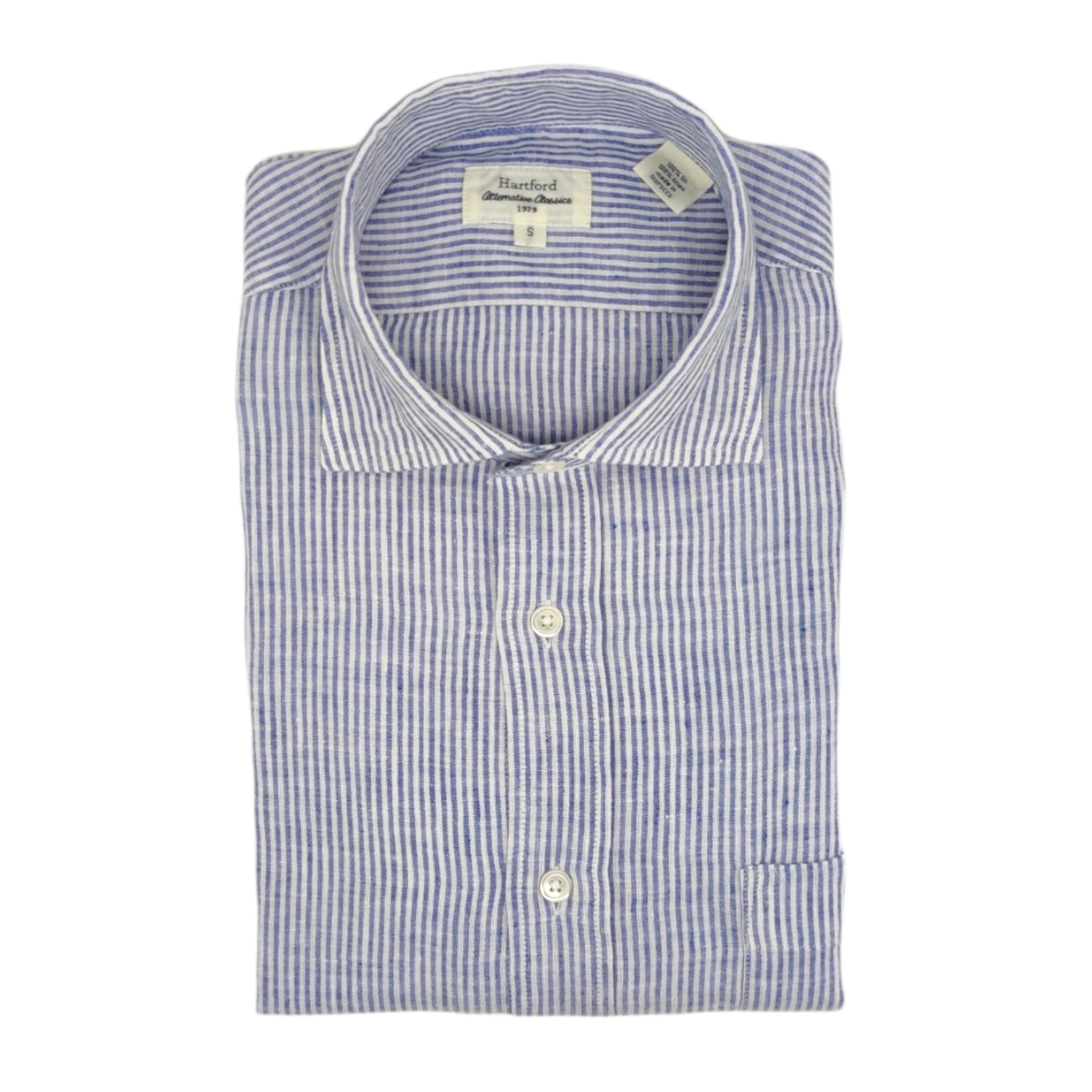 Hartford | Camicia Paul Oxford Linen Uomo White/Navy - Fabbrica Ski Sises