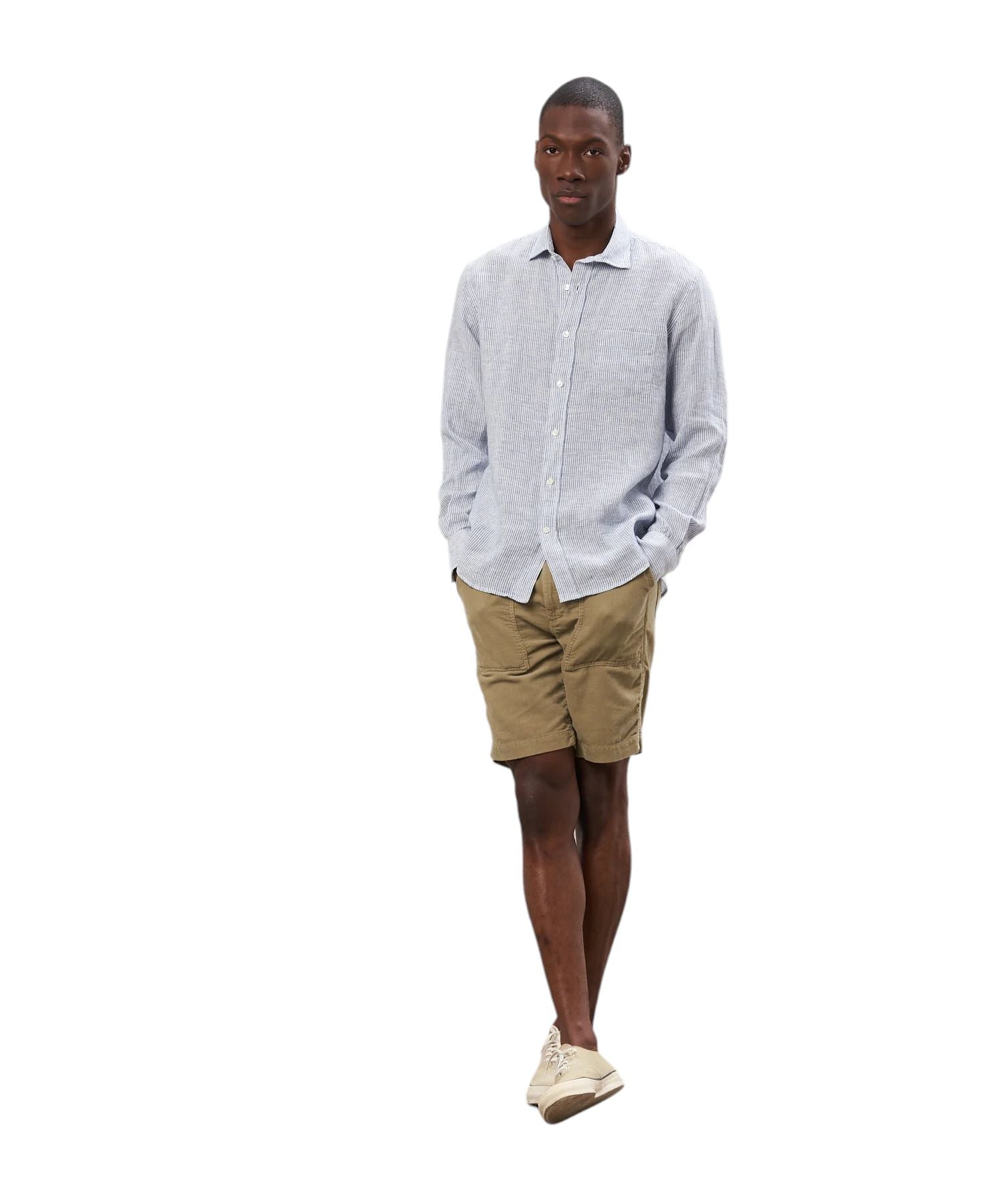 Hartford | Camicia Paul Oxford Linen Uomo White/Navy - Fabbrica Ski Sises