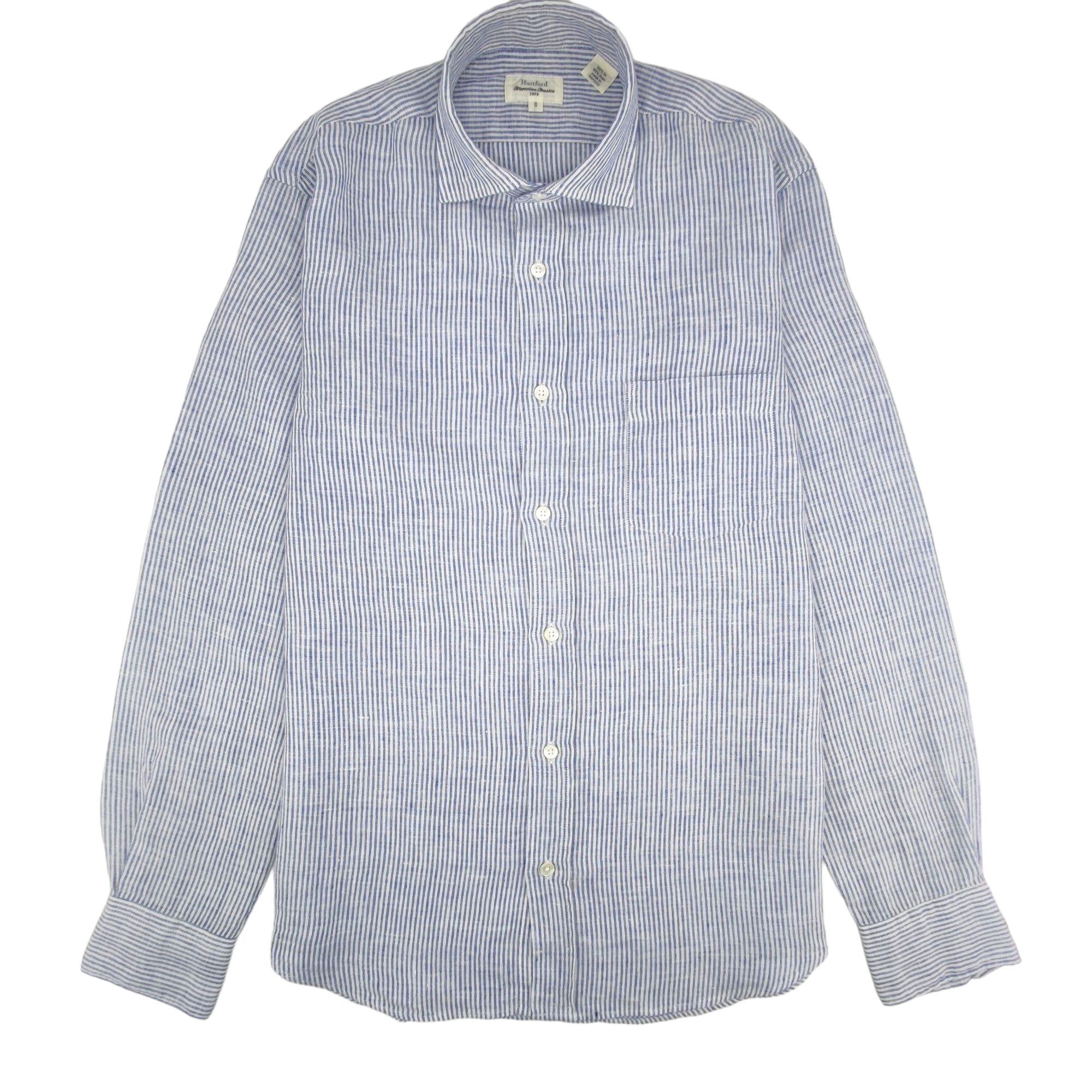 Hartford | Camicia Paul Oxford Linen Uomo White/Navy - Fabbrica Ski Sises
