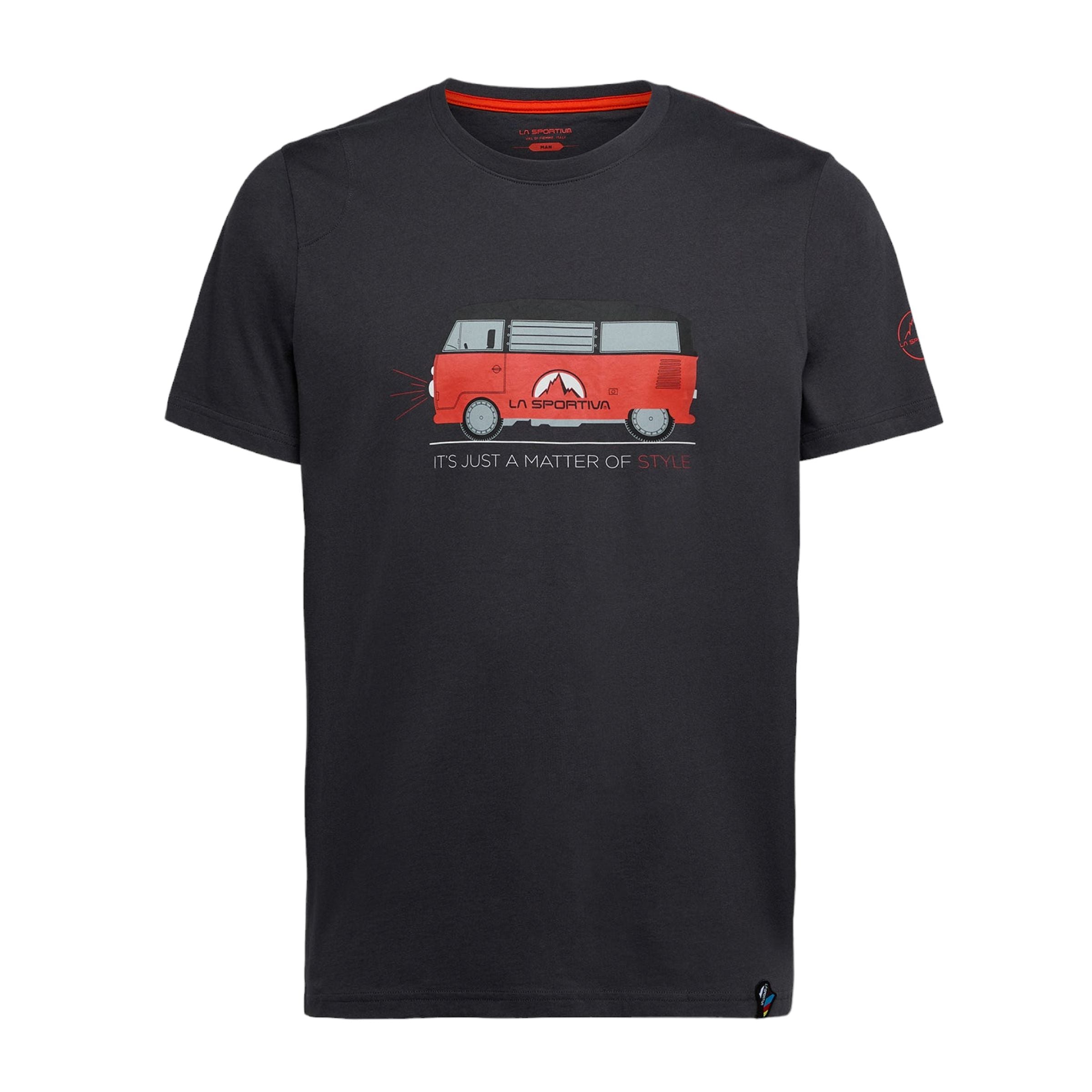 La Sportiva | T-shirt Van Uomo Carbon/Cherry Tomato - Fabbrica Ski Sises