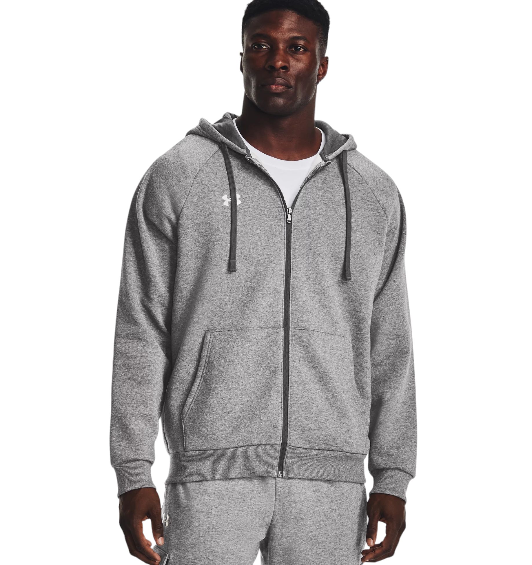 Under Armour | Maglia Rival Fleece Full-Zip Uomo Castlerock Light Heather/White - Fabbrica Ski Sises
