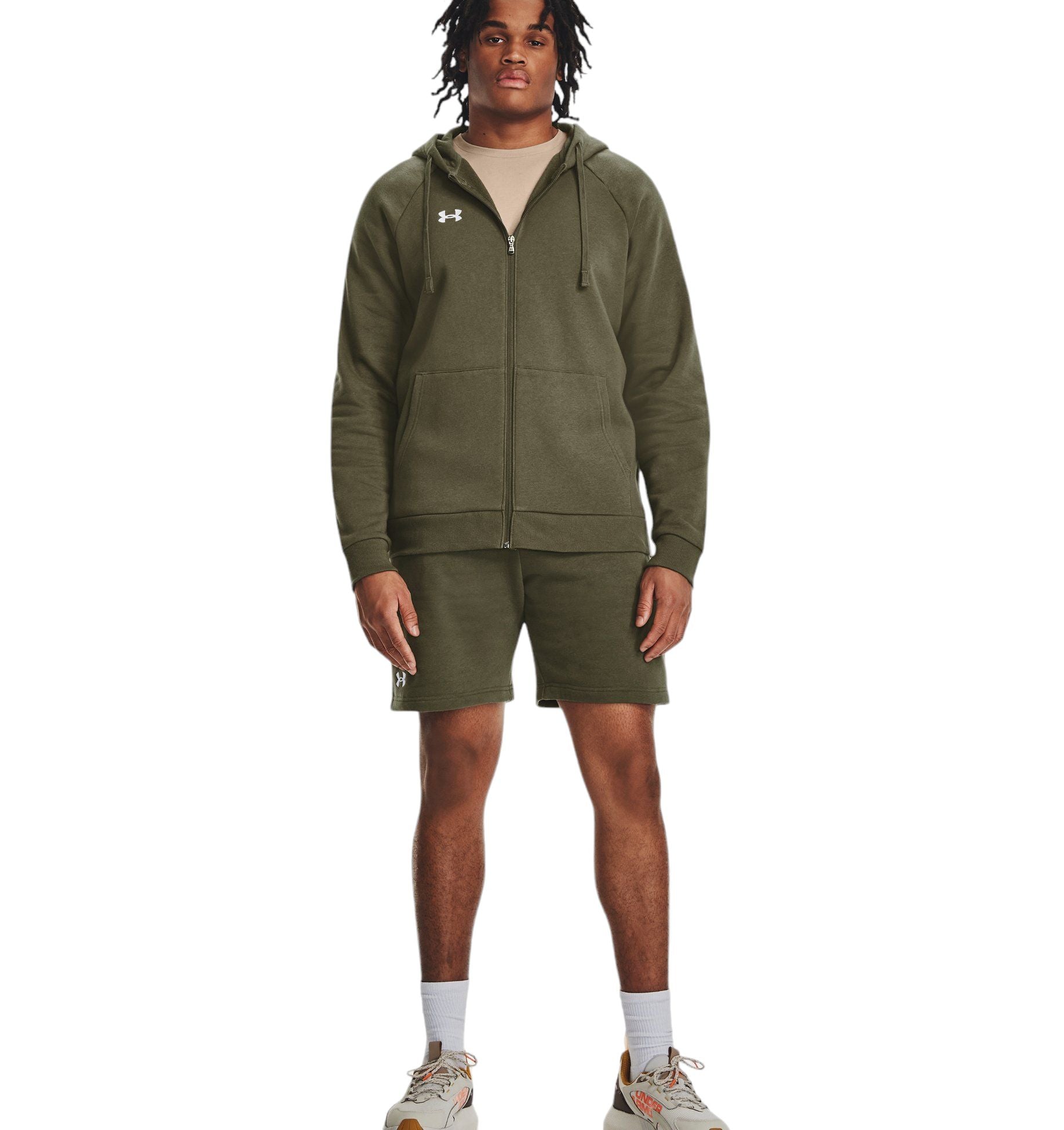 Under Armour | Maglia Rival Fleece Full-Zip Uomo Marine Green/White - Fabbrica Ski Sises
