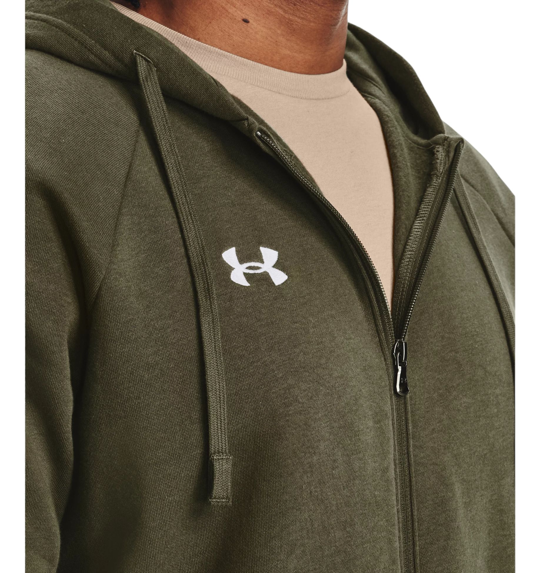 Under Armour | Maglia Rival Fleece Full-Zip Uomo Marine Green/White - Fabbrica Ski Sises