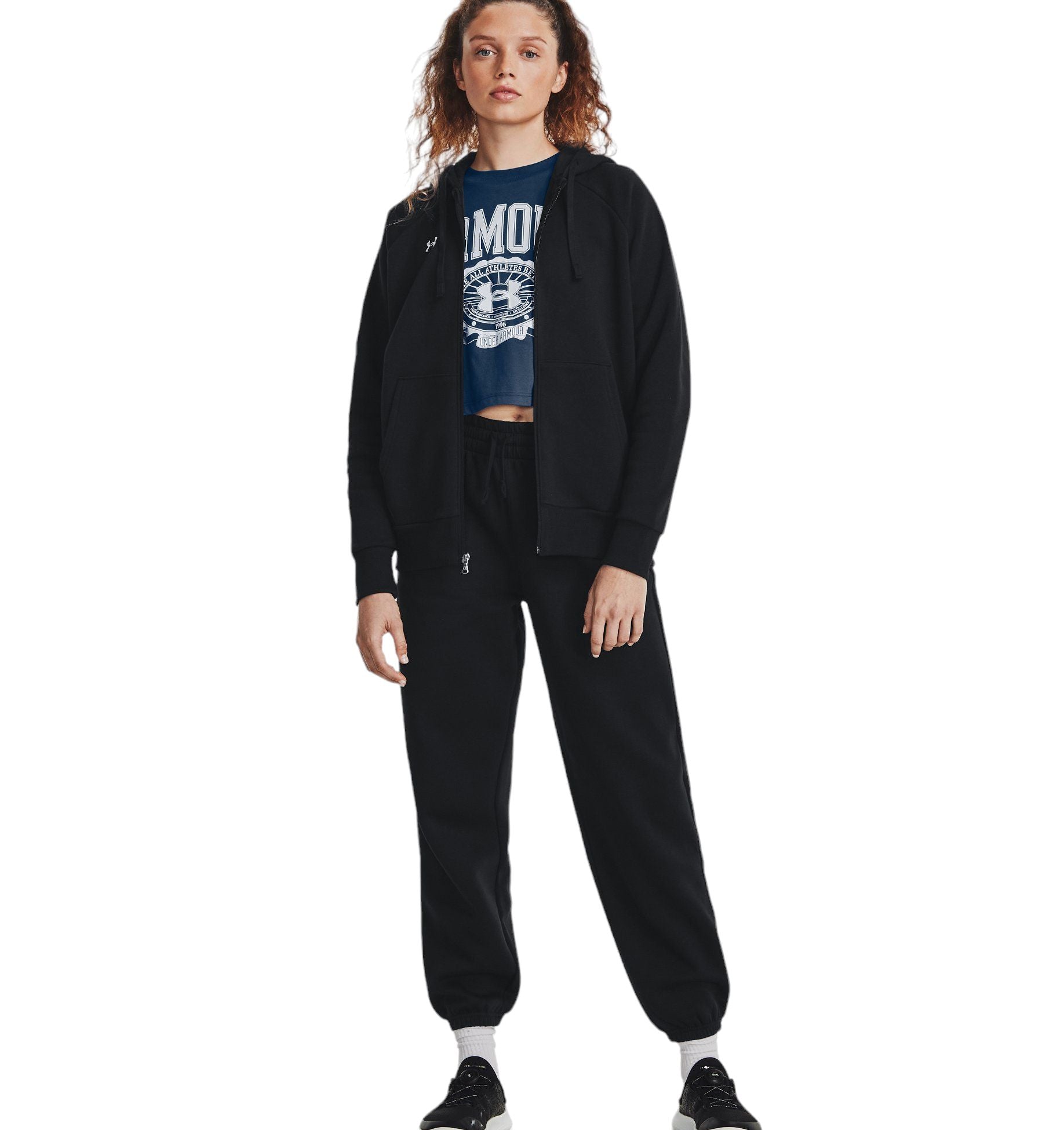 Under Armour | Maglia Rival Fleece Full-Zip Donna Black/White - Fabbrica Ski Sises