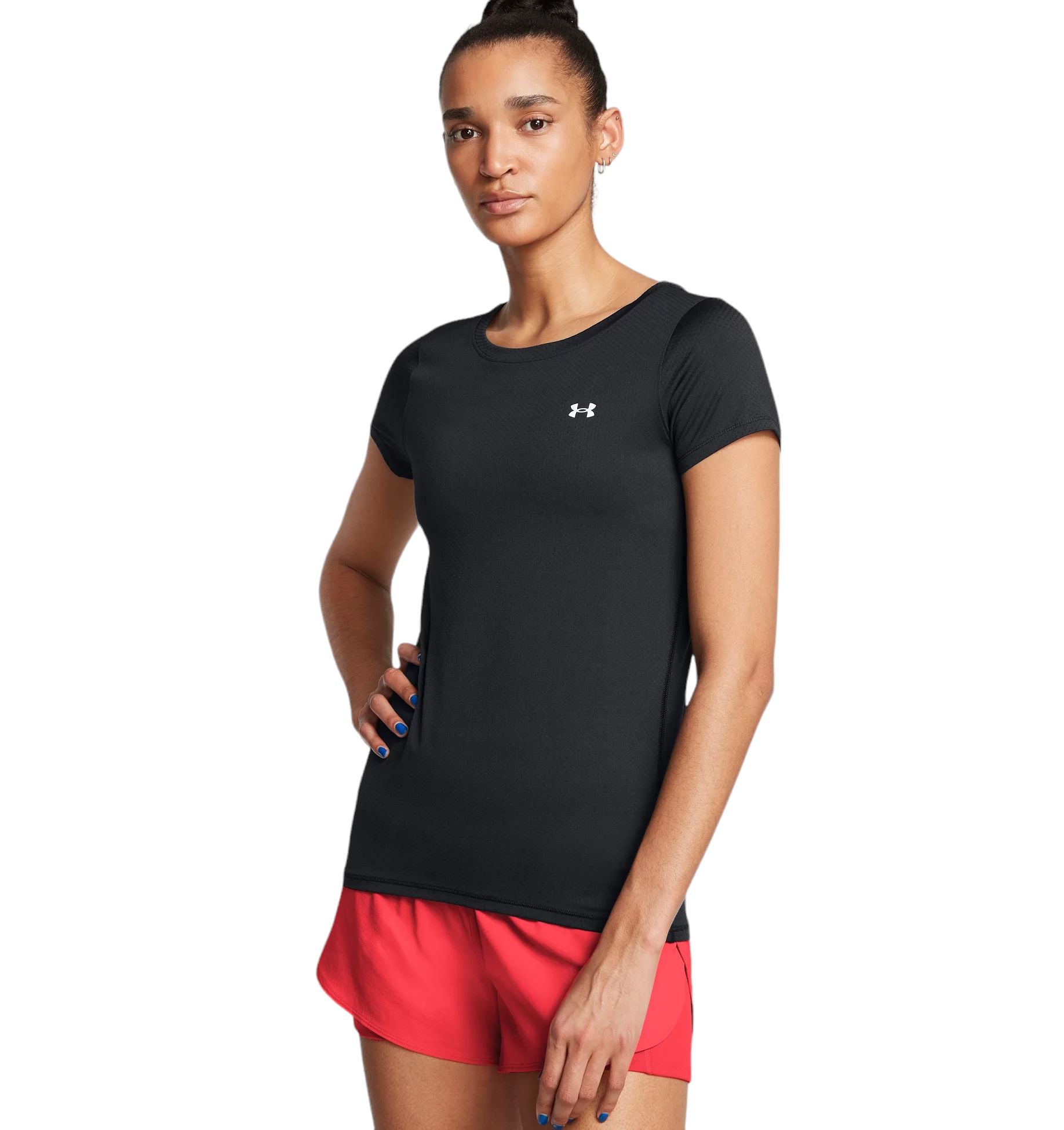 Under Armour | T-shirt HeatGear Armour Donna Black/White - Fabbrica Ski Sises