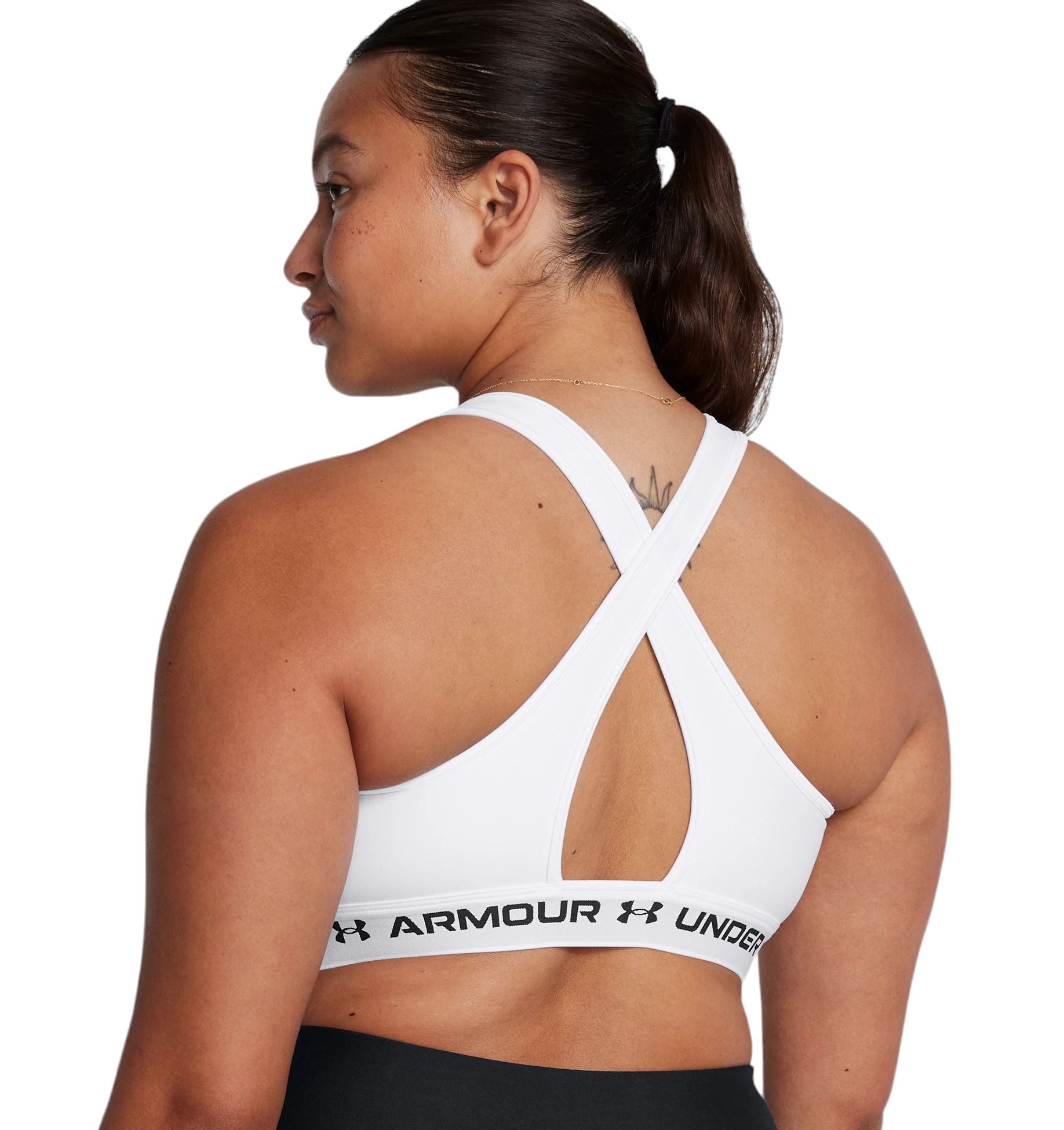 Under Armour | Top Armour Mid Crossback Donna White/Black - Fabbrica Ski Sises