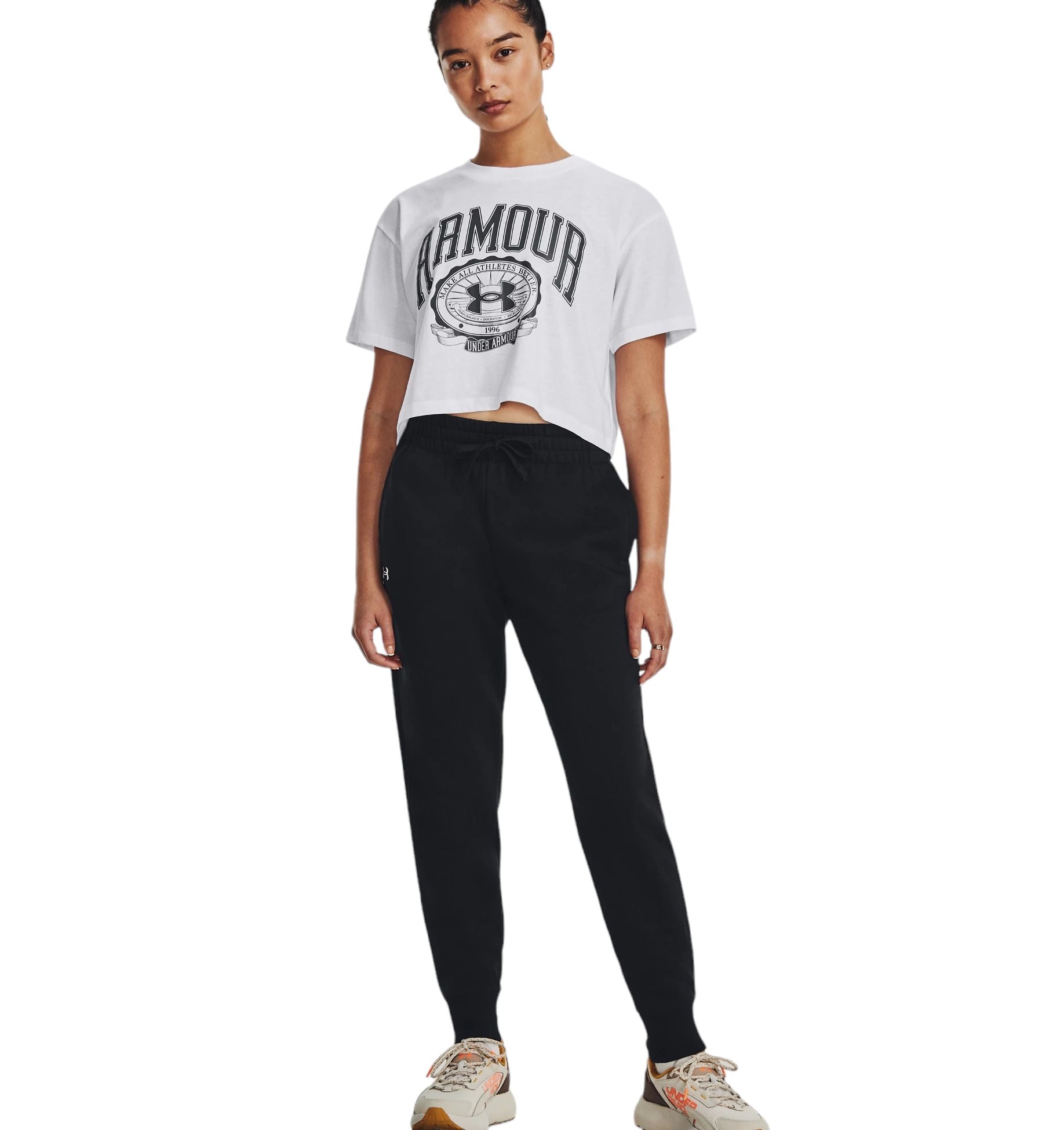 Under Armour | Pantaloni Jogger Rival Fleece Donna Black/White - Fabbrica Ski Sises