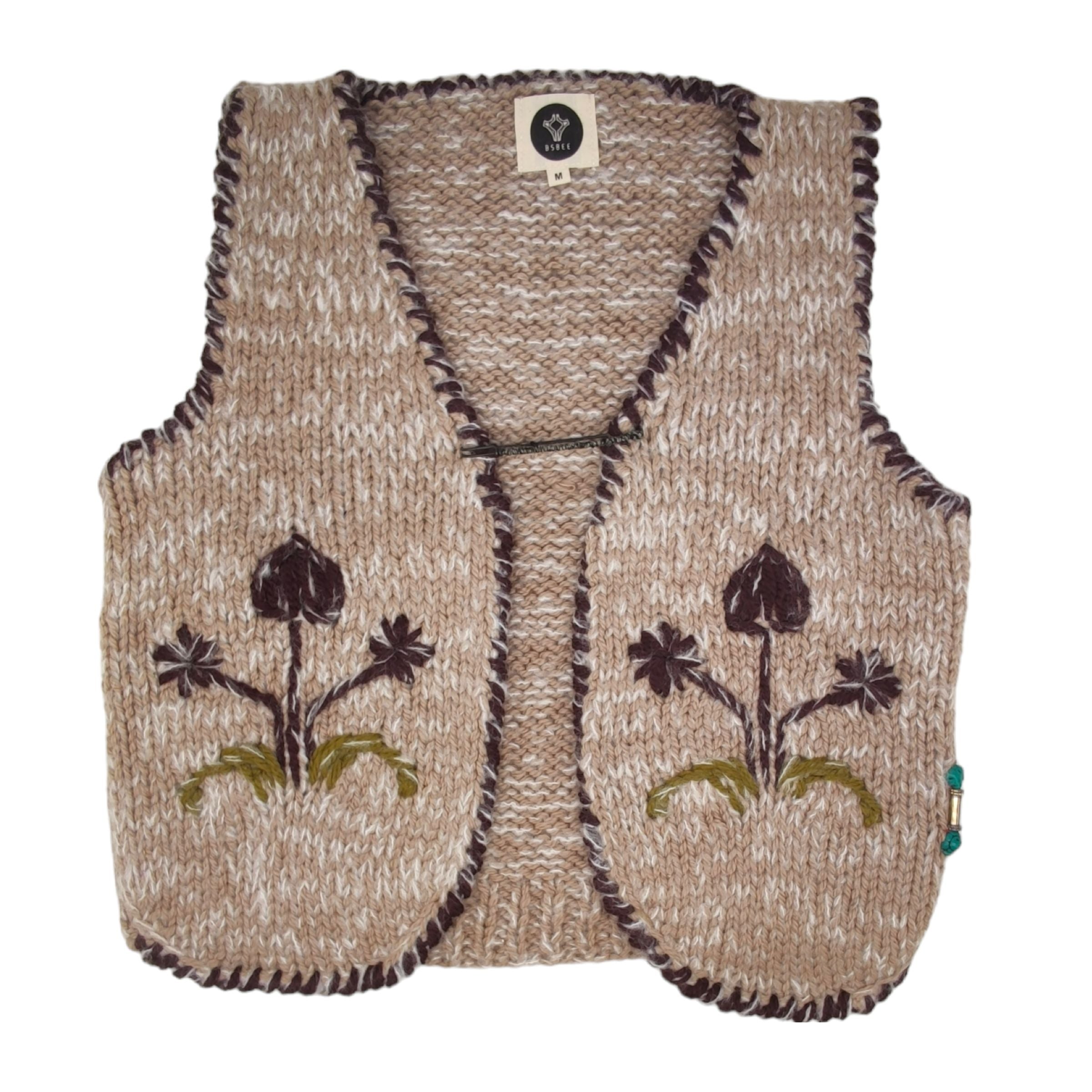 Bsbee | Gilet Flower Donna Beige - Fabbrica Ski Sises