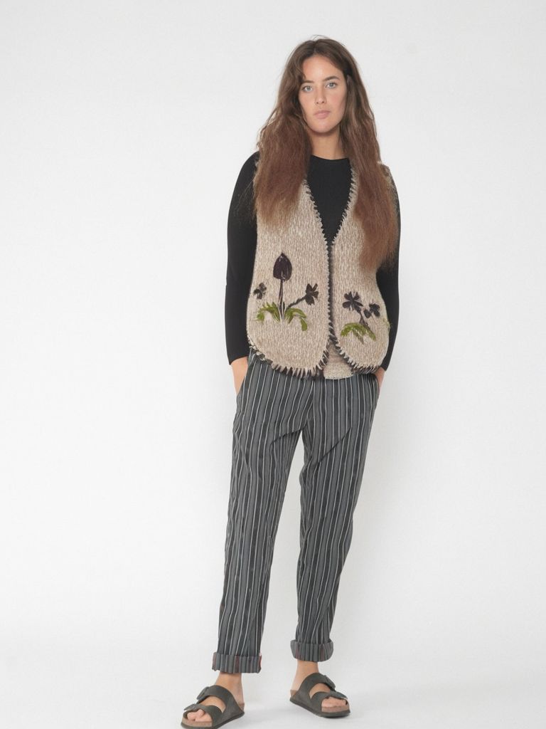 Bsbee | Gilet Flower Donna Beige - Fabbrica Ski Sises
