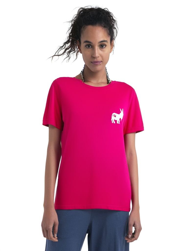 Sensa Cunisiun | T-shirt Classic Logo Donna Electric Magenta - Fabbrica Ski Sises