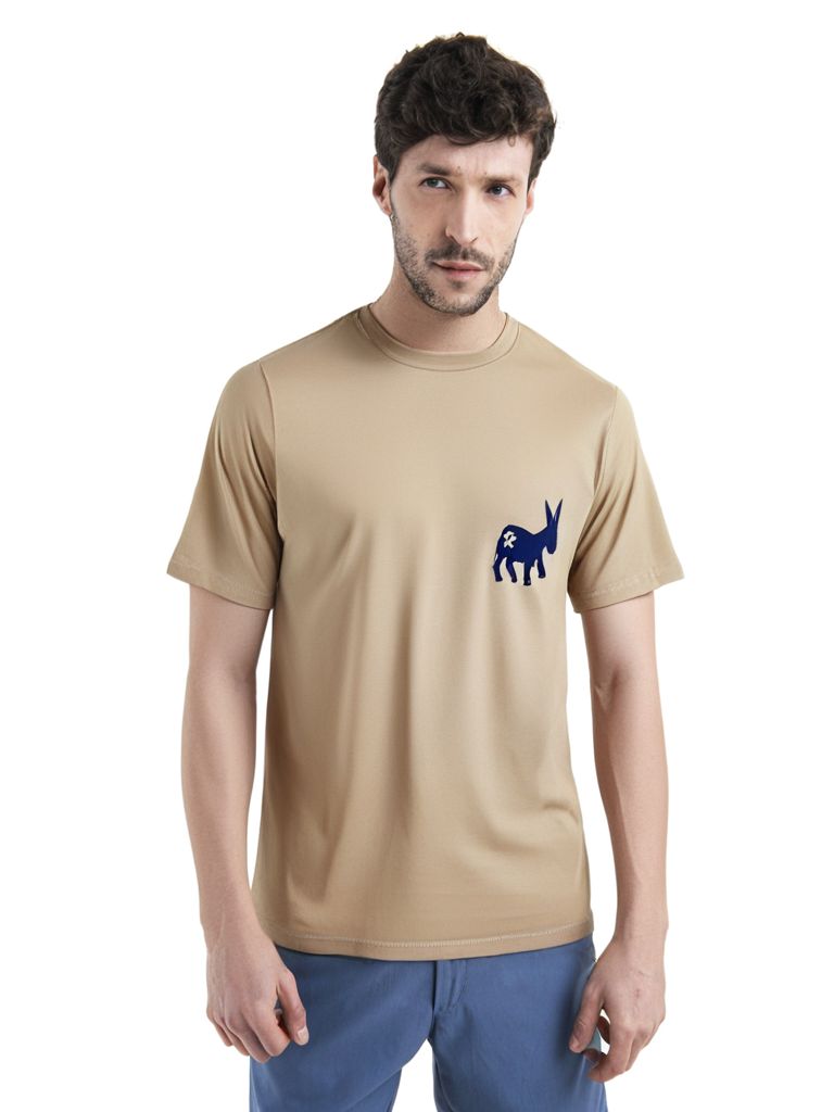 Sensa Cunisiun | T-shirt Classic Logo Uomo Beige/Blue - Fabbrica Ski Sises