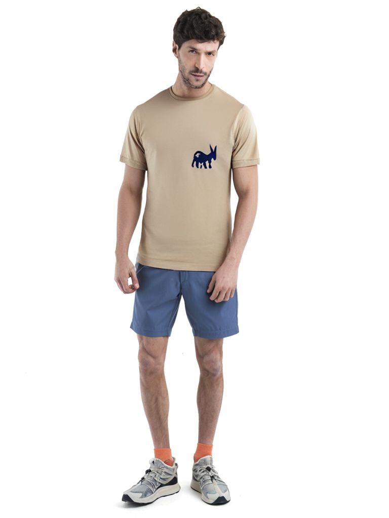 Sensa Cunisiun | T-shirt Classic Logo Uomo Beige/Blue - Fabbrica Ski Sises