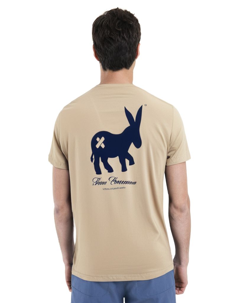 Sensa Cunisiun | T-shirt Classic Logo Uomo Beige/Blue - Fabbrica Ski Sises