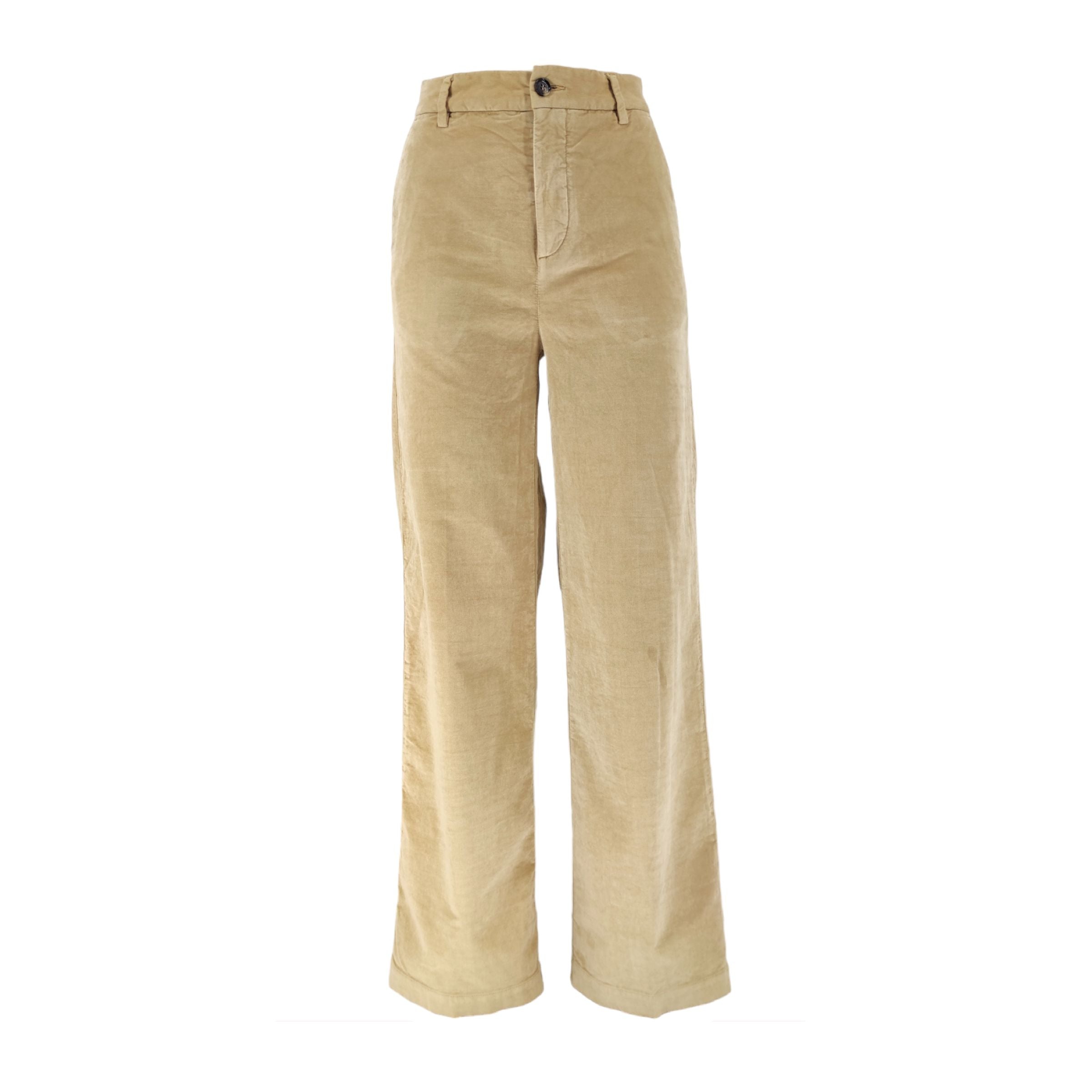 True Nyc | Pantaloni Olimpia Smooth Velvet Donna Camel - Fabbrica Ski Sises