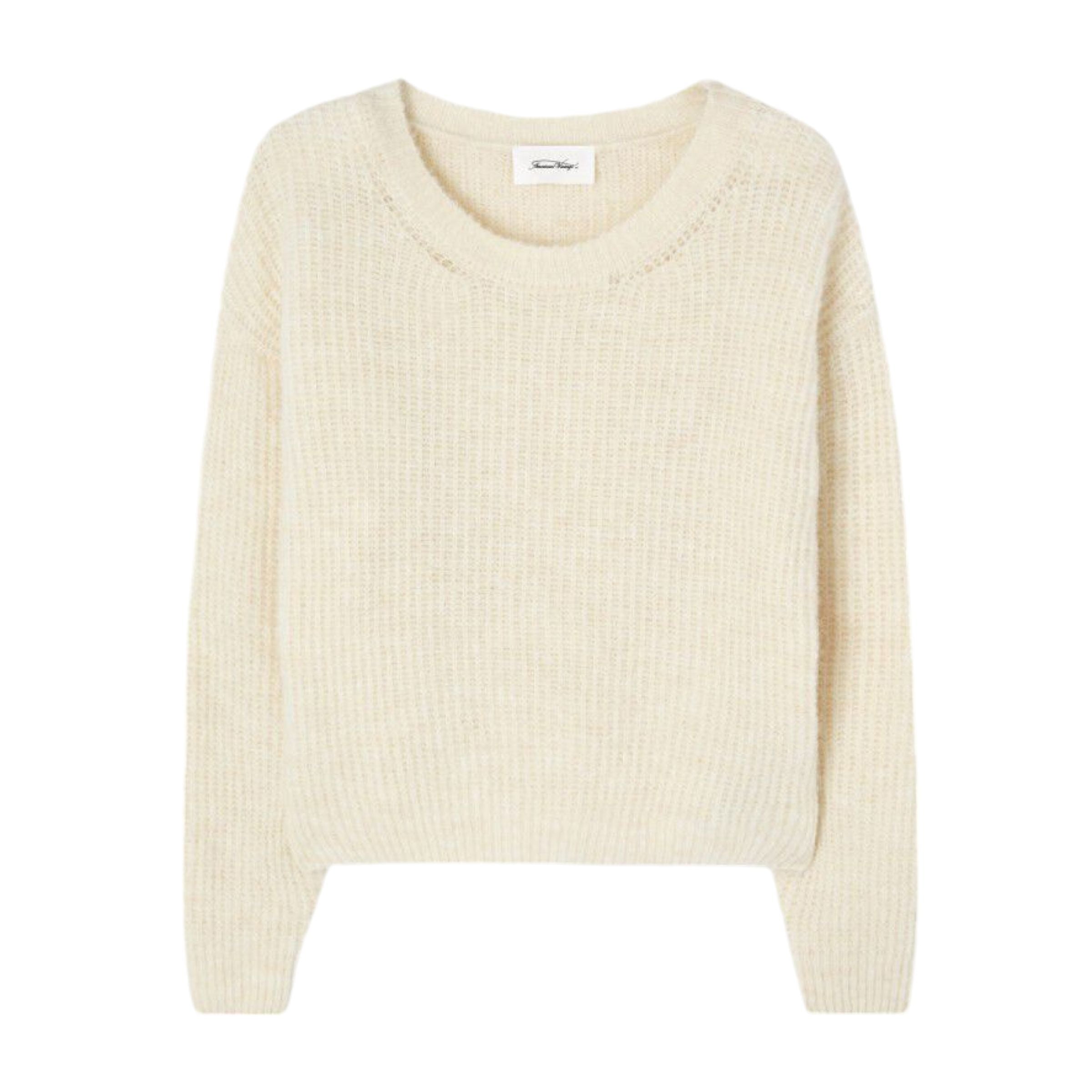 American Vintage | Maglia East Crew Neck Donna Mother Of Pearl Melange - Fabbrica Ski Sises