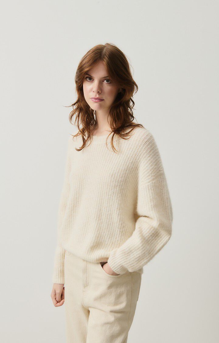 American Vintage | Maglia East Crew Neck Donna Mother Of Pearl Melange - Fabbrica Ski Sises
