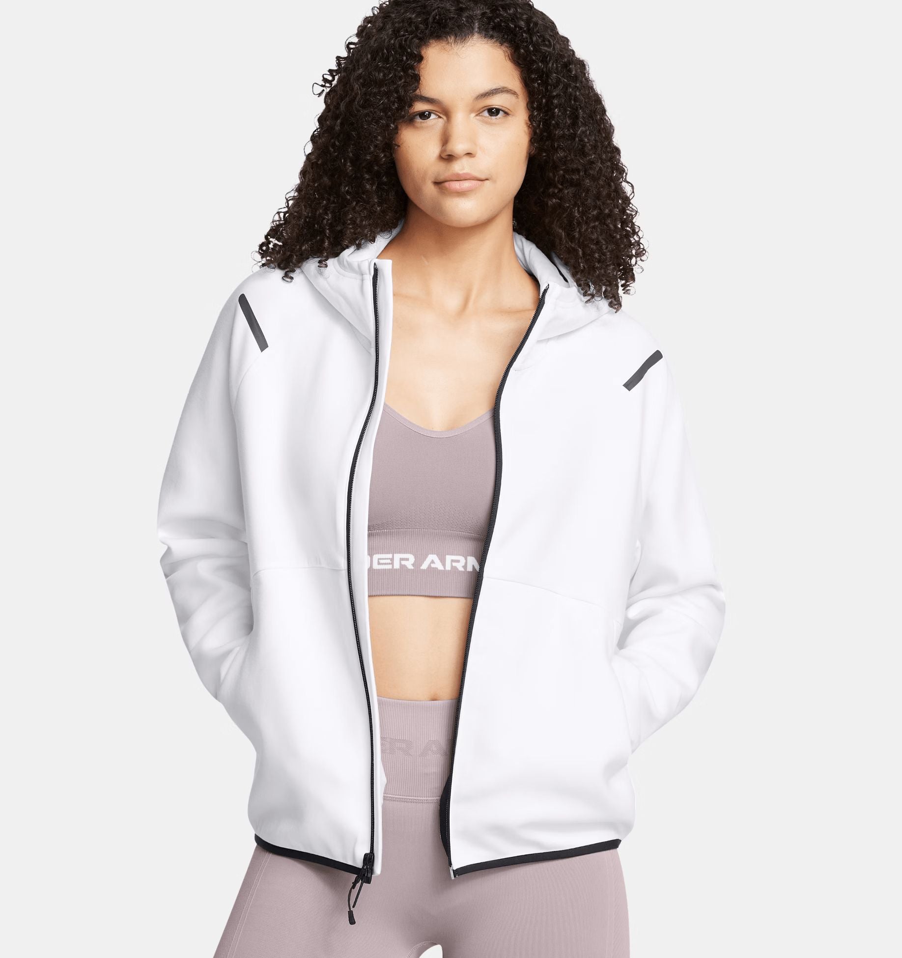 Under Armour | Maglia Unstoppable Fleece Full-Zip Donna White/Black - Fabbrica Ski Sises