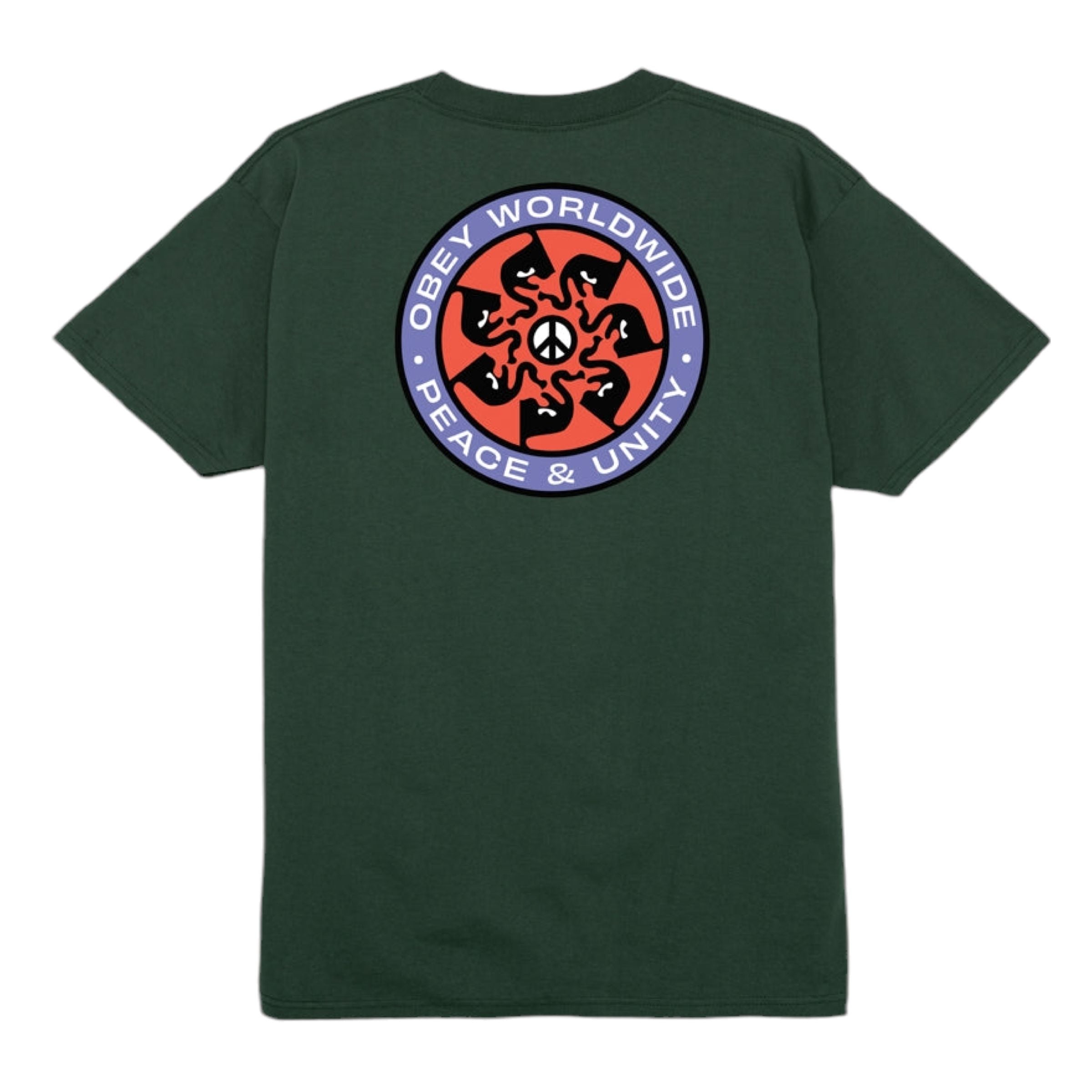 Obey | T-shirt Peace Wheel Uomo Forest Green - Fabbrica Ski Sises