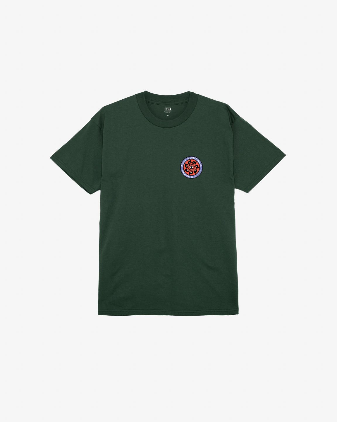 Obey | T-shirt Peace Wheel Uomo Forest Green - Fabbrica Ski Sises