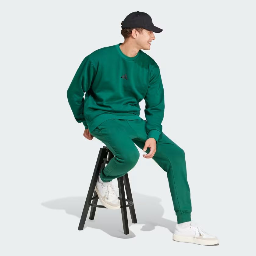 Adidas | Pantaloni Essentials Feel Confort French Terry Uomo Collegiate Green/Black - Fabbrica Ski Sises