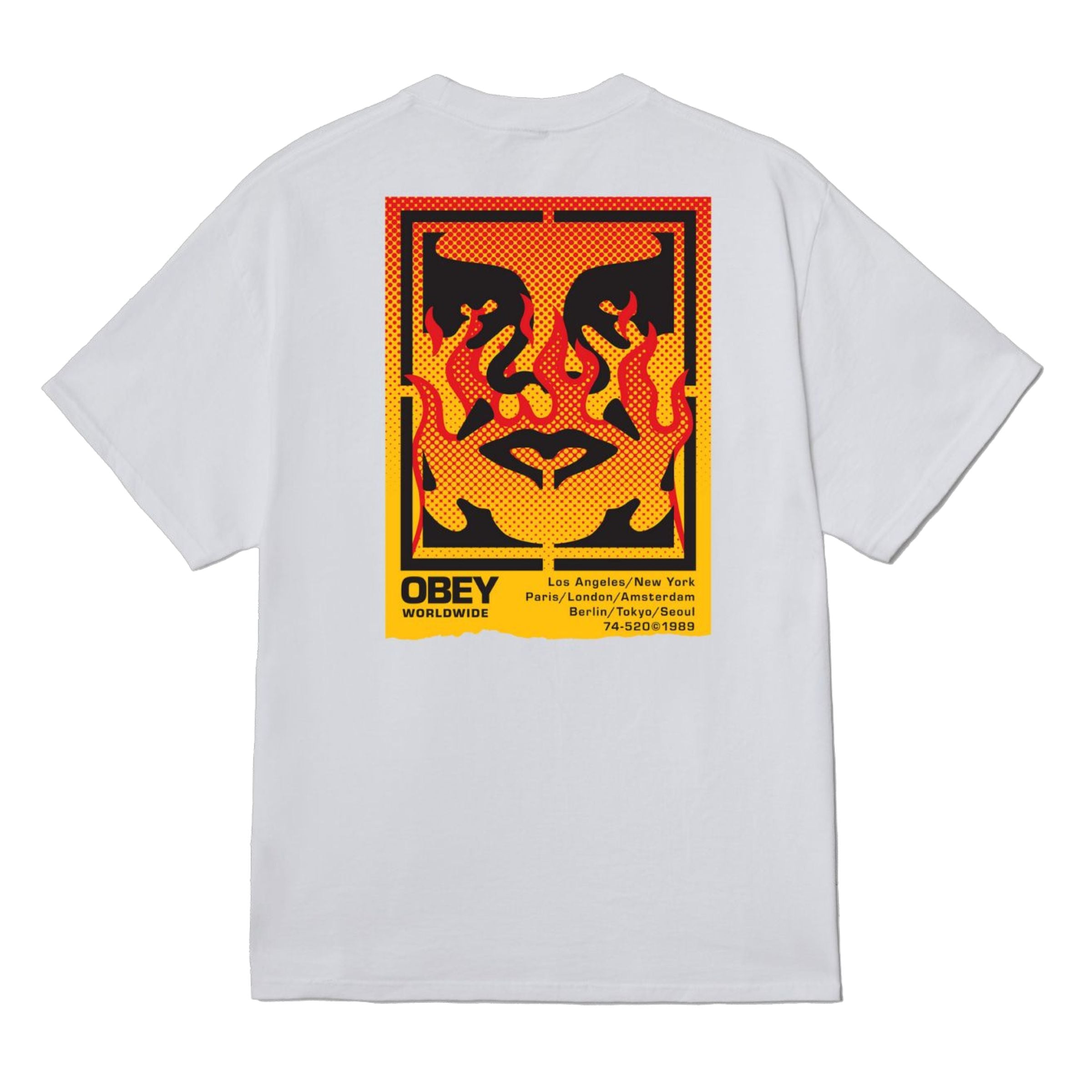 Obey | T-shirt Icon Stencil Flame Uomo White - Fabbrica Ski Sises