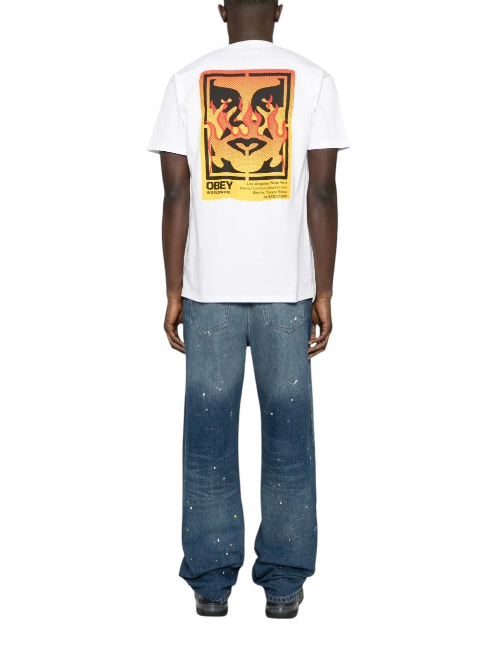 Obey | T-shirt Icon Stencil Flame Uomo White - Fabbrica Ski Sises