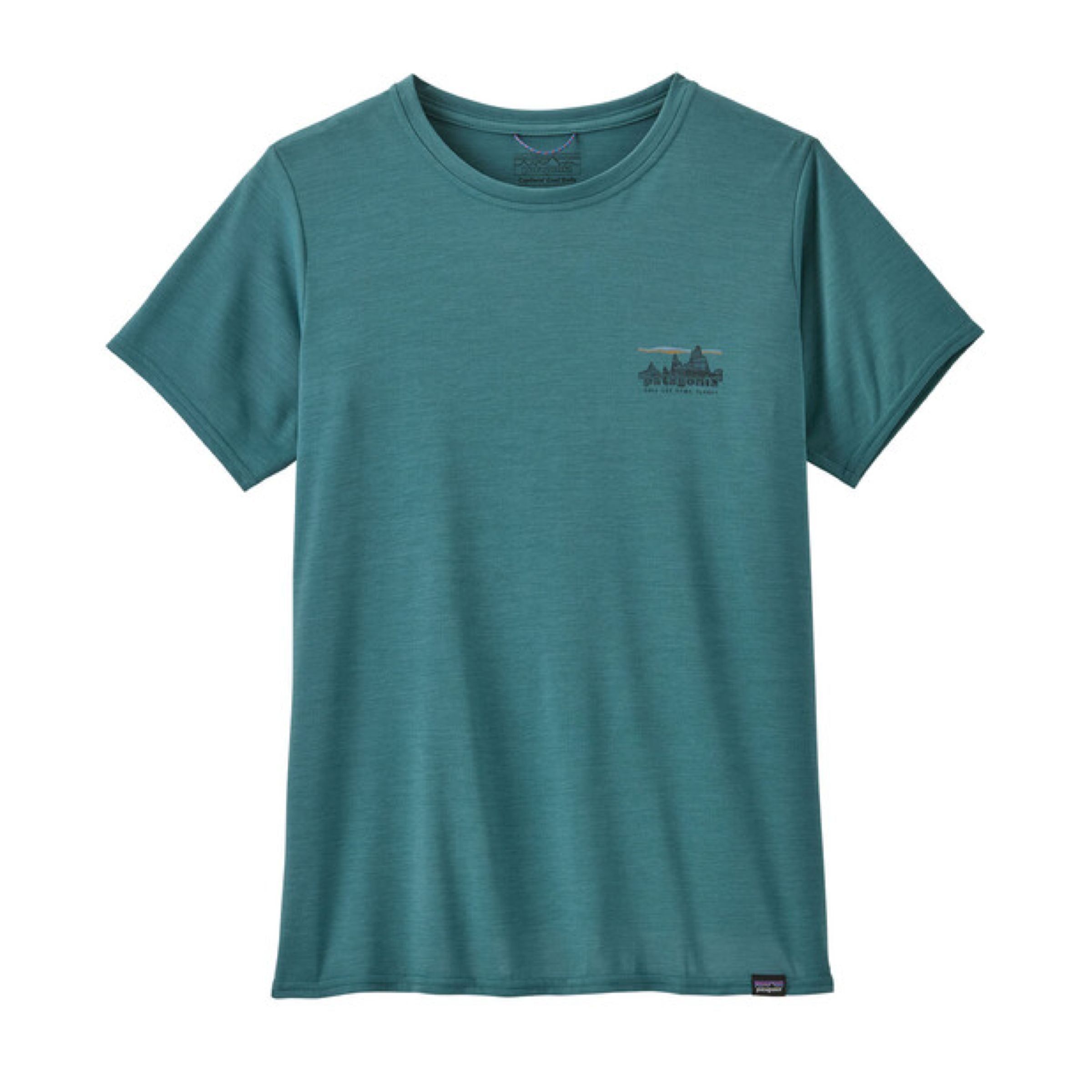 Patagonia | T-shirt Cap Cool Daily Graphic Donna 73 Skyline/Wetland Blue X-Dye - Fabbrica Ski Sises