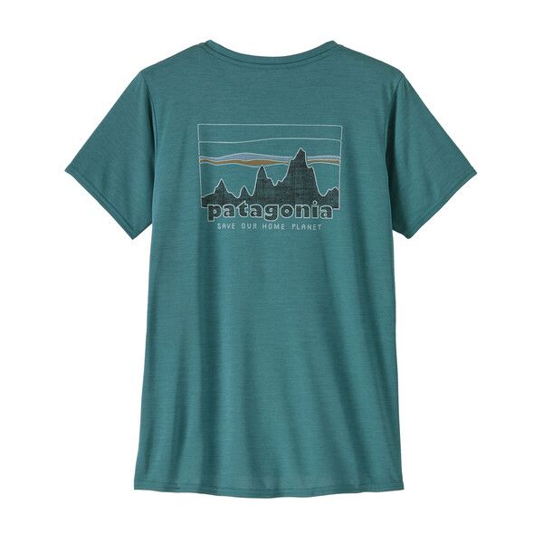 Patagonia | T-shirt Cap Cool Daily Graphic Donna 73 Skyline/Wetland Blue X-Dye - Fabbrica Ski Sises