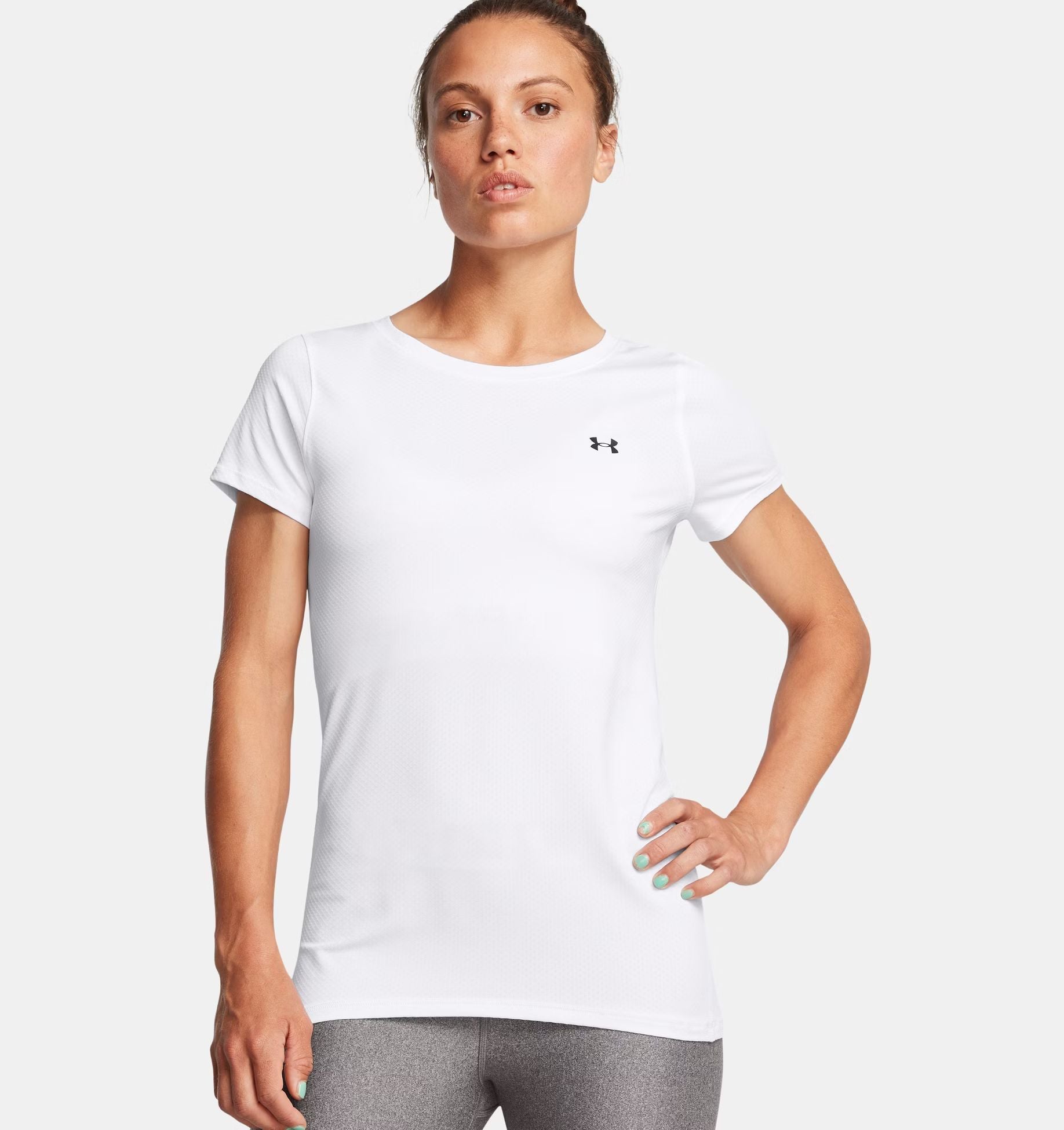 Under Armour | T-shirt HeatGear Armour Donna White/Black - Fabbrica Ski Sises
