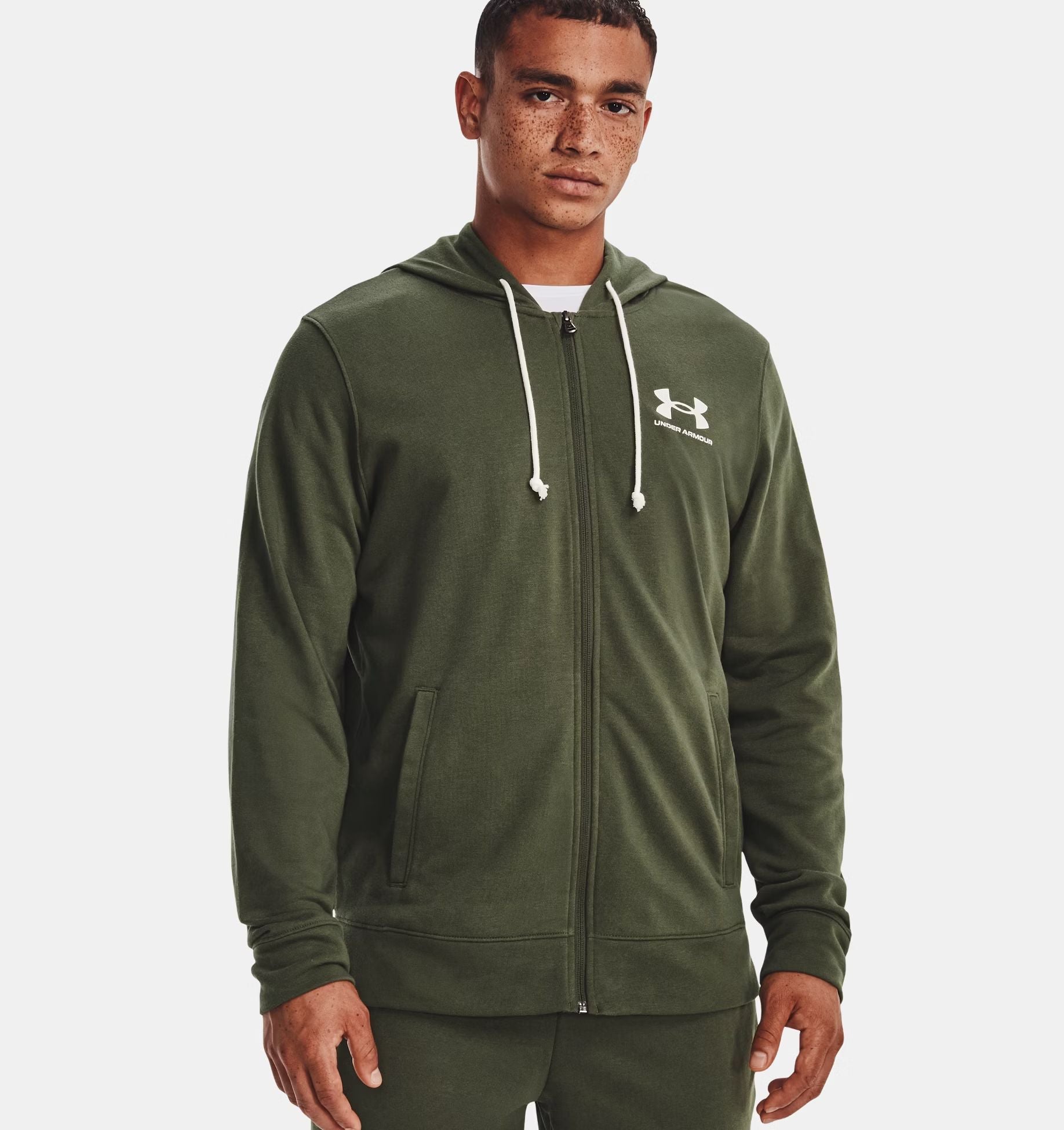 Under Armour | Maglia Rival Terry Full Zip Uomo Marine Green/Onyx White - Fabbrica Ski Sises
