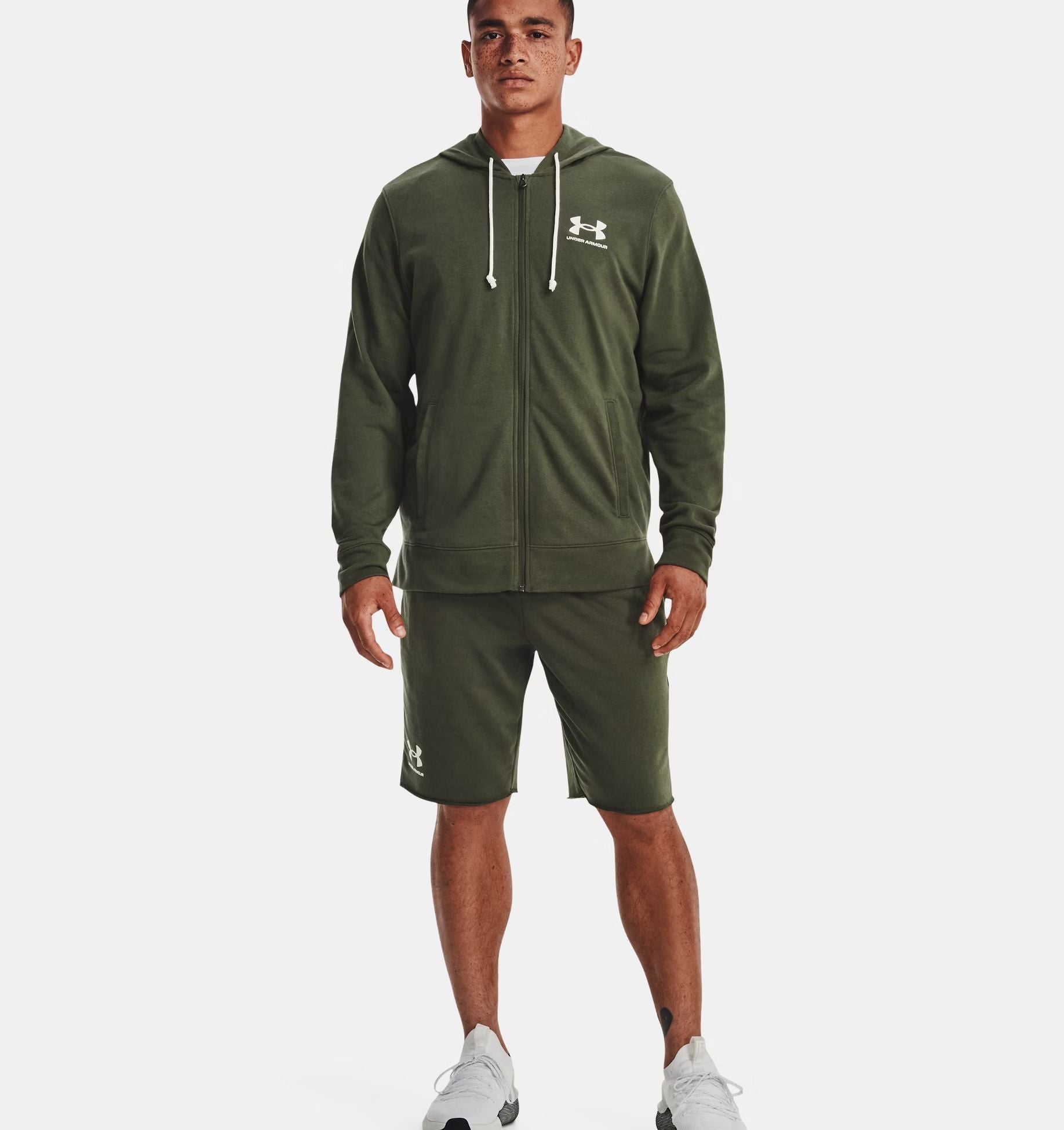 Under Armour | Maglia Rival Terry Full Zip Uomo Marine Green/Onyx White - Fabbrica Ski Sises