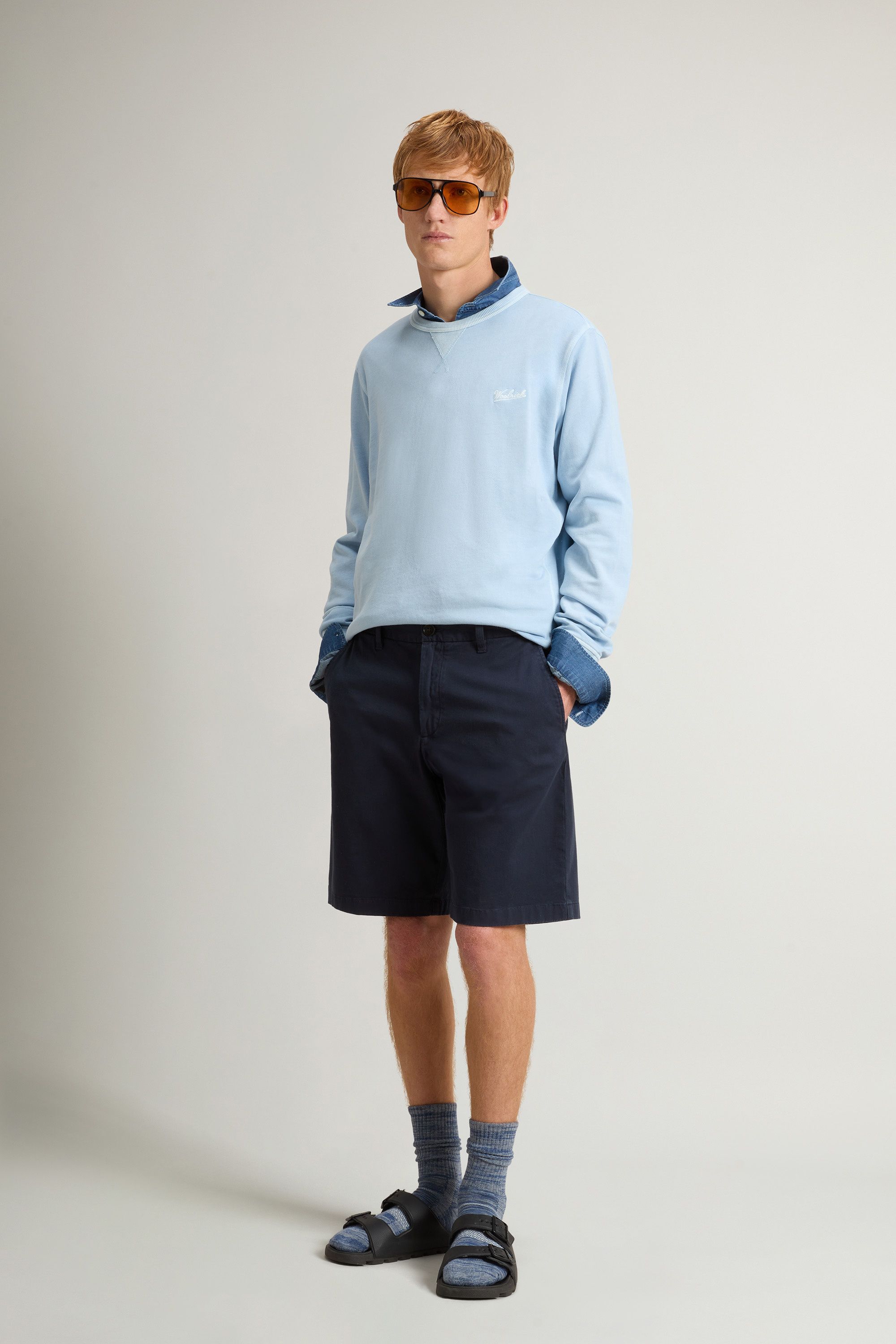Woolrich | Pantaloncini Classic Chino Uomo Melton Blue - Fabbrica Ski Sises