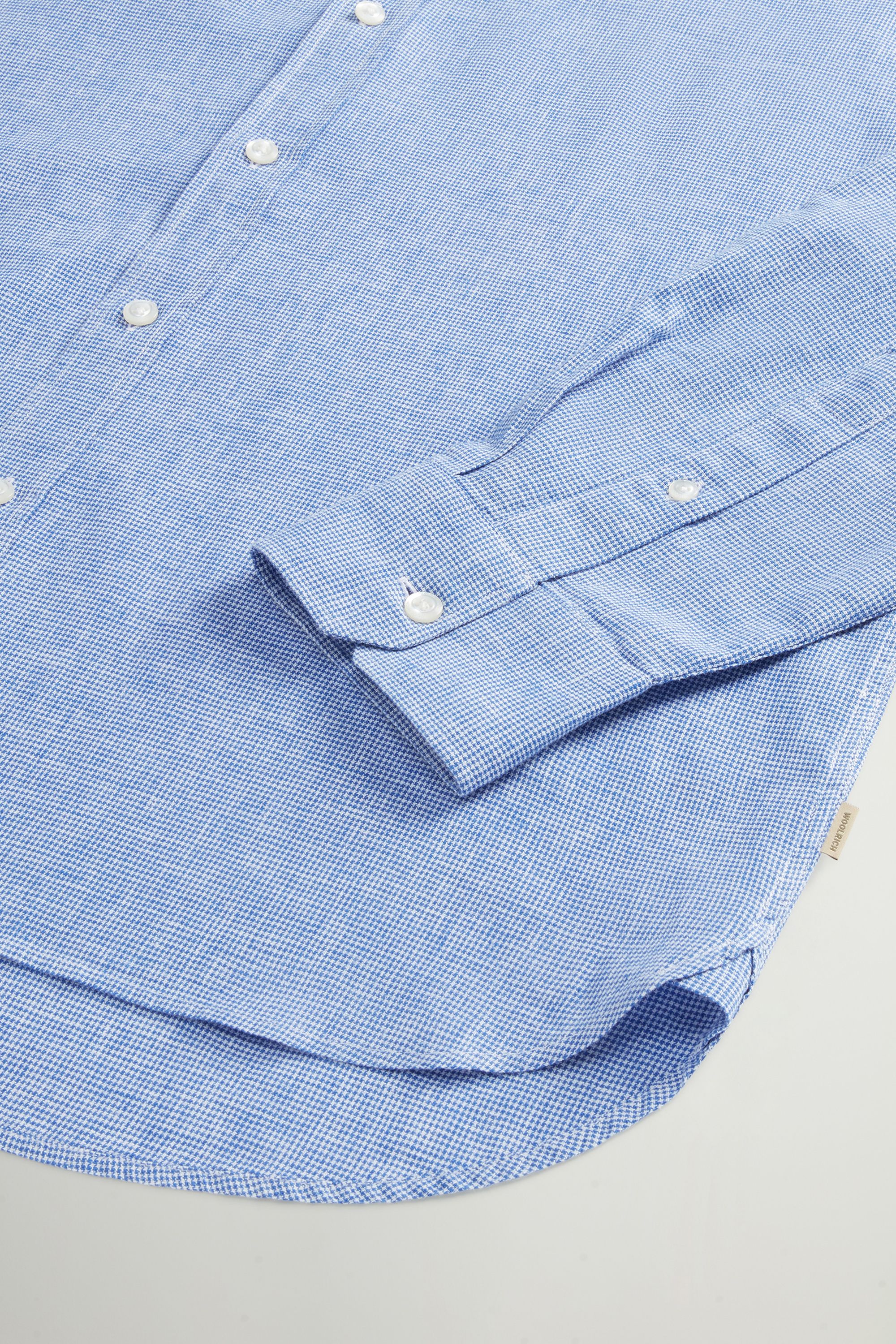 Woolrich | Camicia Linen Cotton Uomo Pied De Poule Blue - Fabbrica Ski Sises