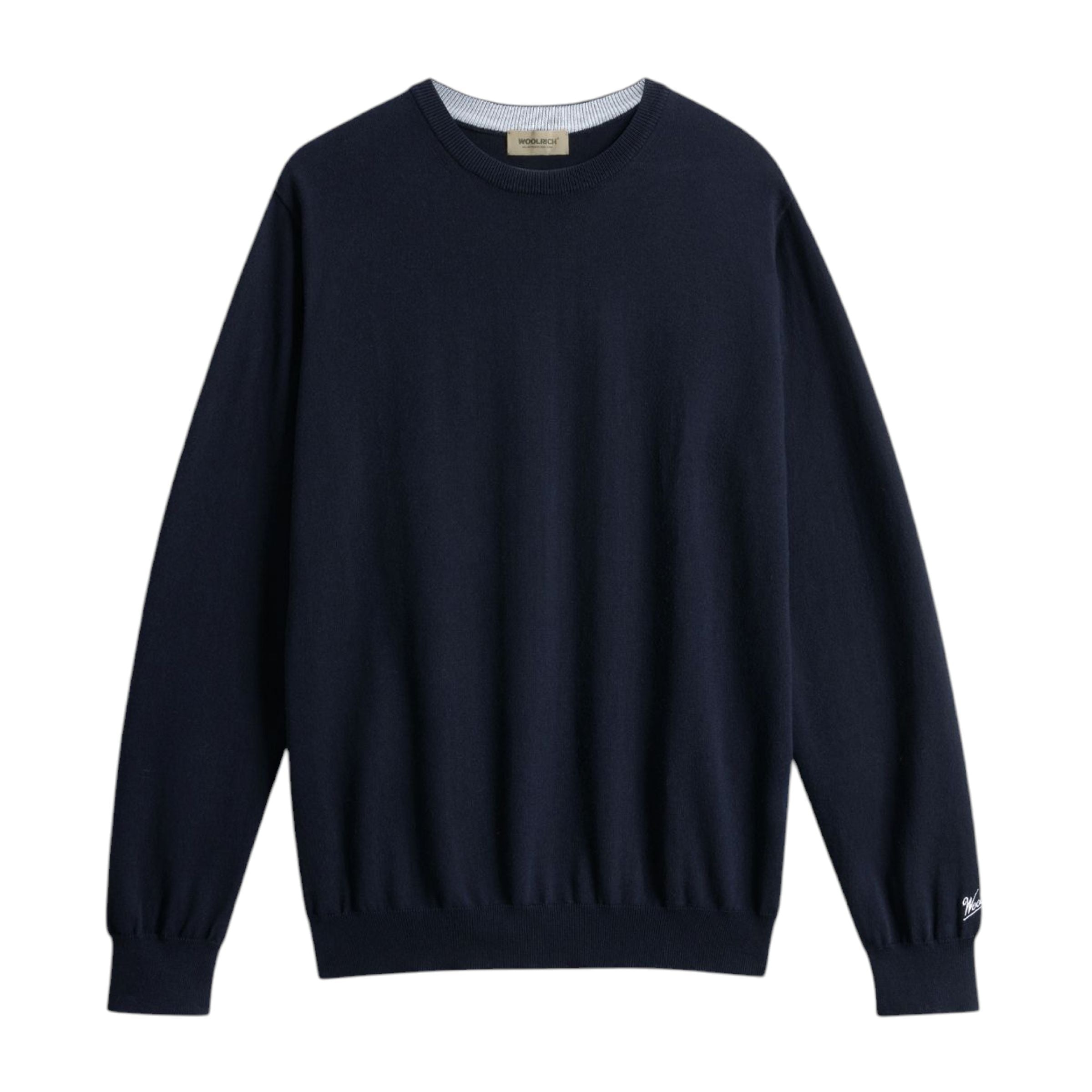 Woolrich | Maglia Logo Cotton Uomo Melton Blue - Fabbrica Ski Sises