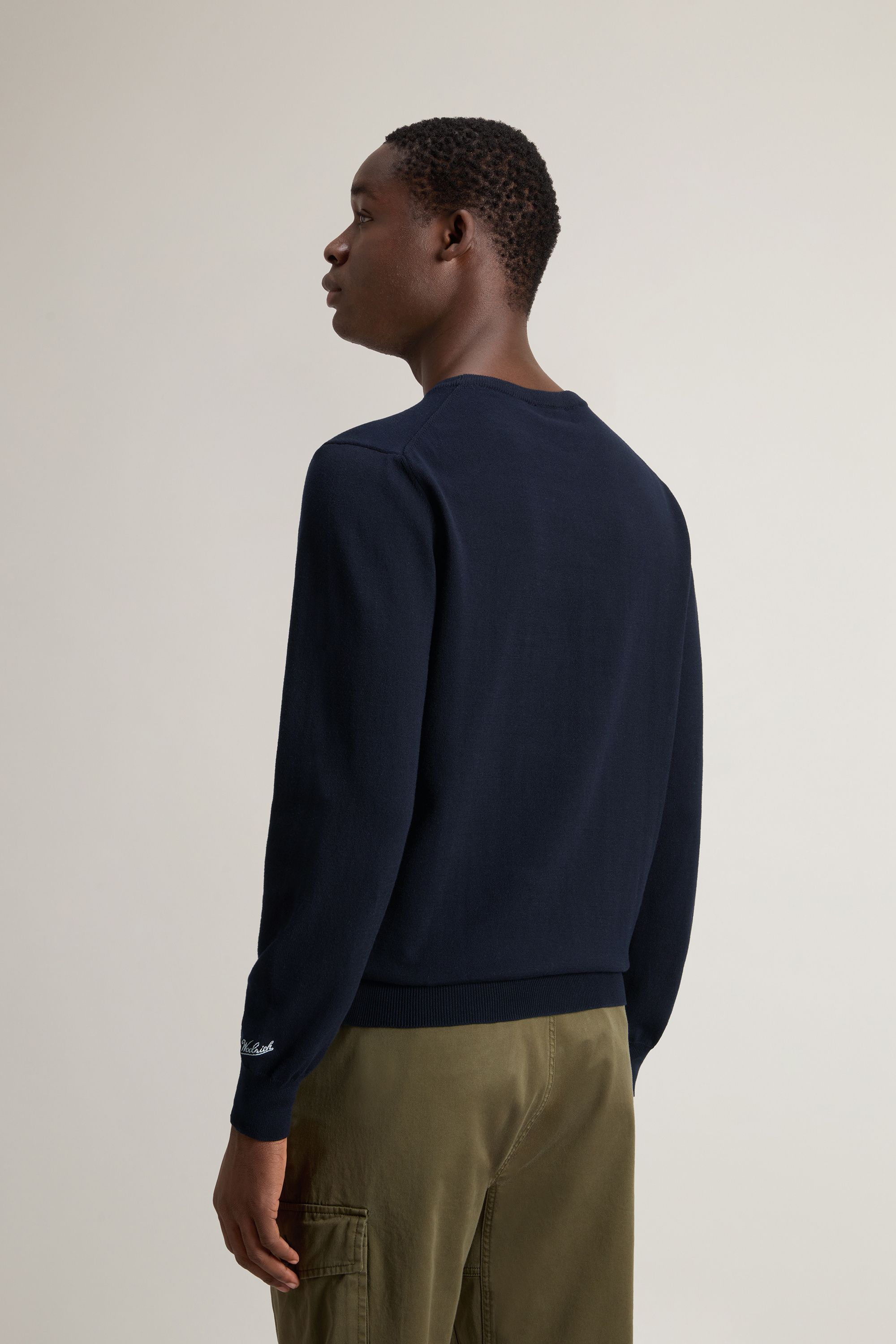 Woolrich | Maglia Logo Cotton Uomo Melton Blue - Fabbrica Ski Sises