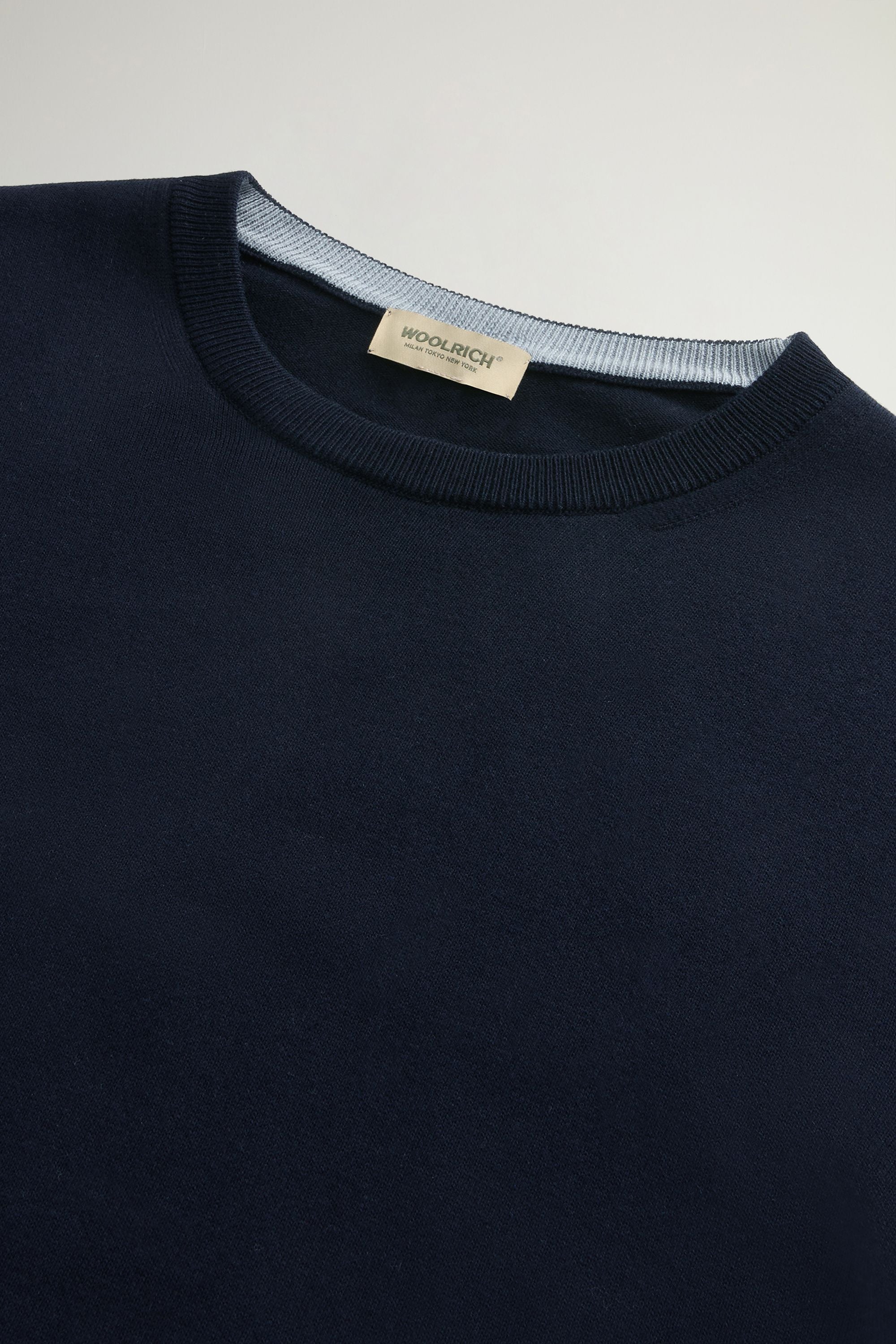 Woolrich | Maglia Logo Cotton Uomo Melton Blue - Fabbrica Ski Sises