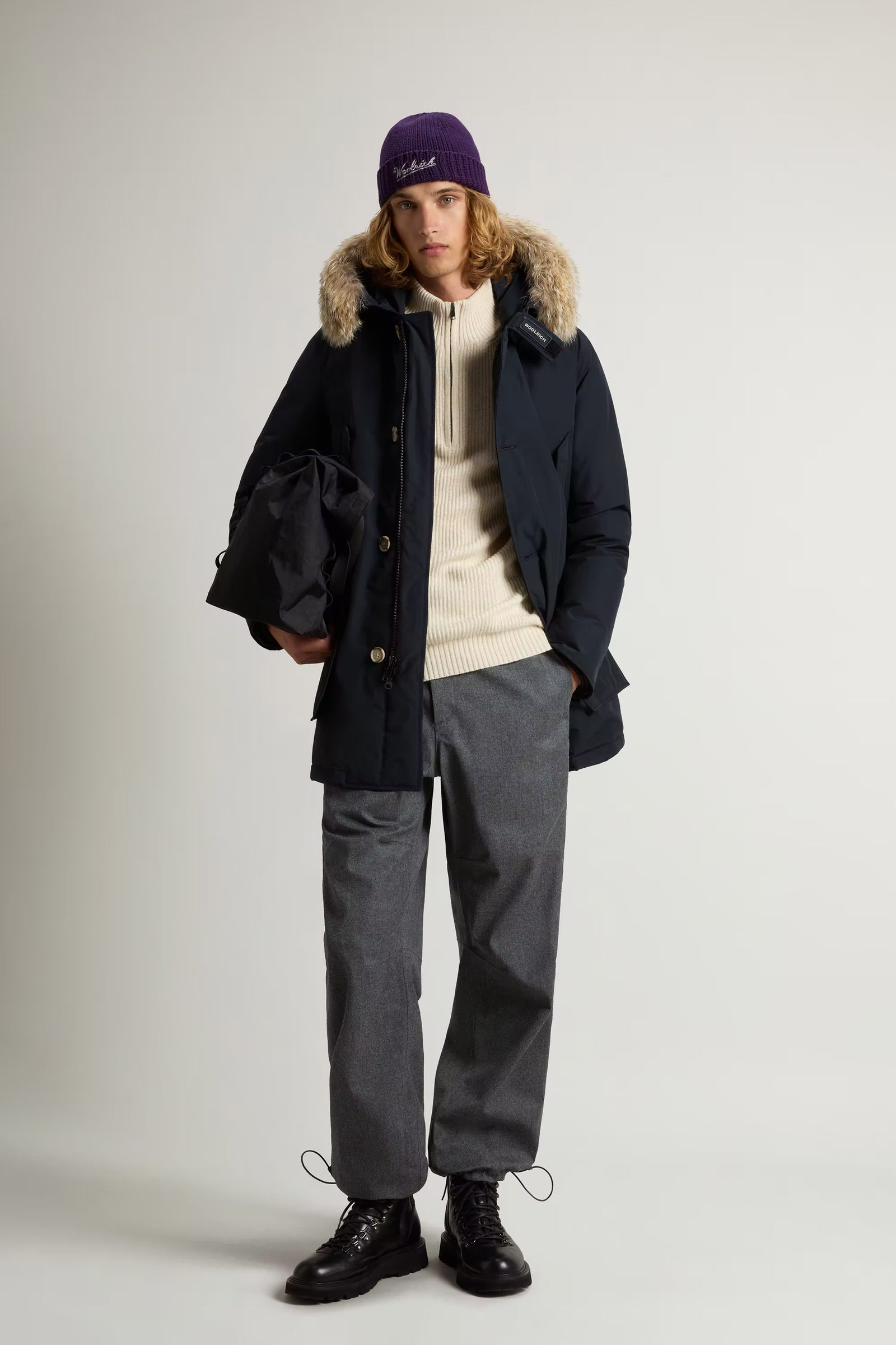 Giacca Arctic Detachable Fur Uomo Melton Blue