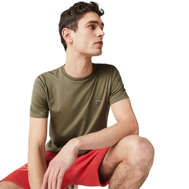 Lacoste | T-shirt Classic in Pima Uomo Verde Cachi - Fabbrica Ski Sises