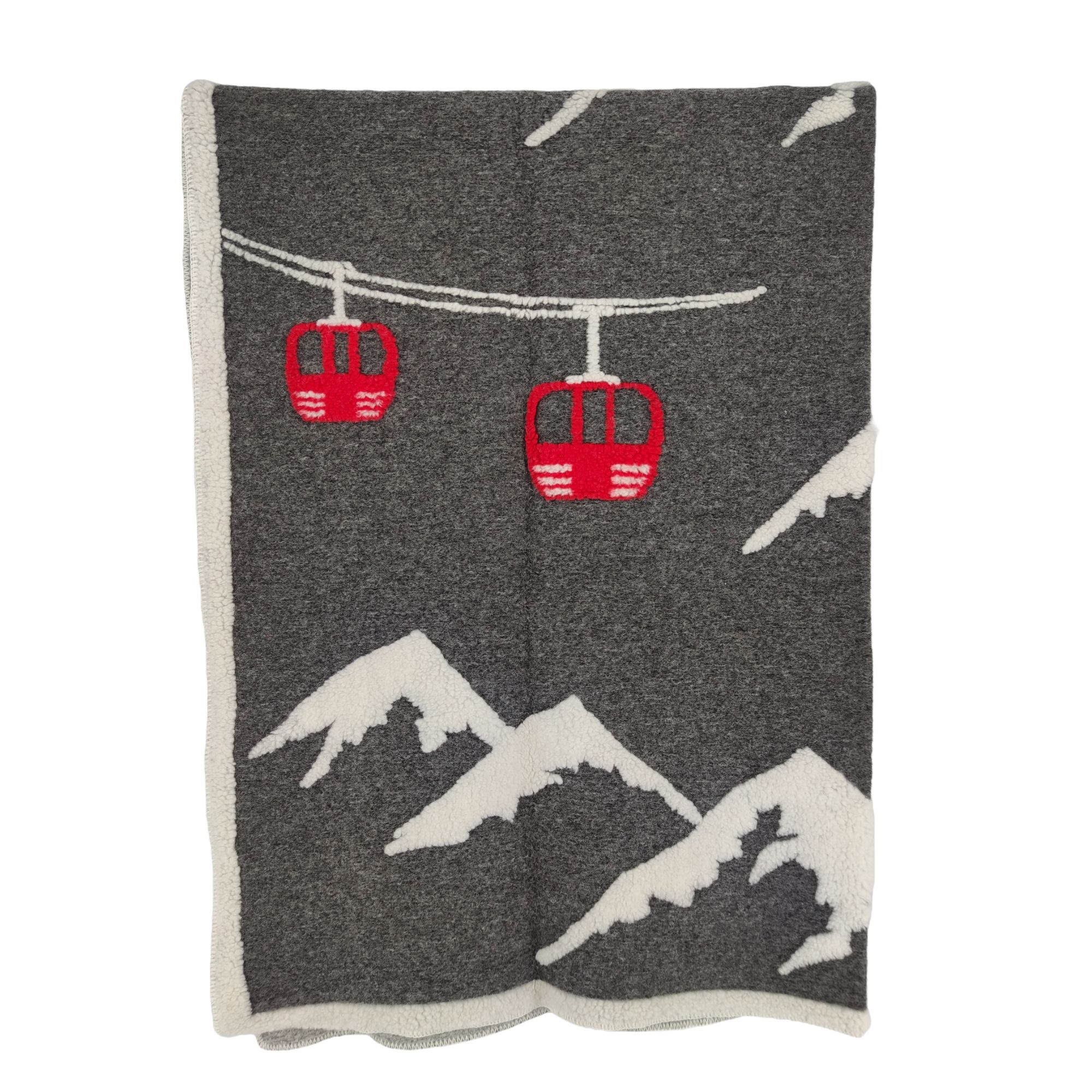 Biella Fabrics | Coperta Alta Quota Ardesia/Rosso - Fabbrica Ski Sises