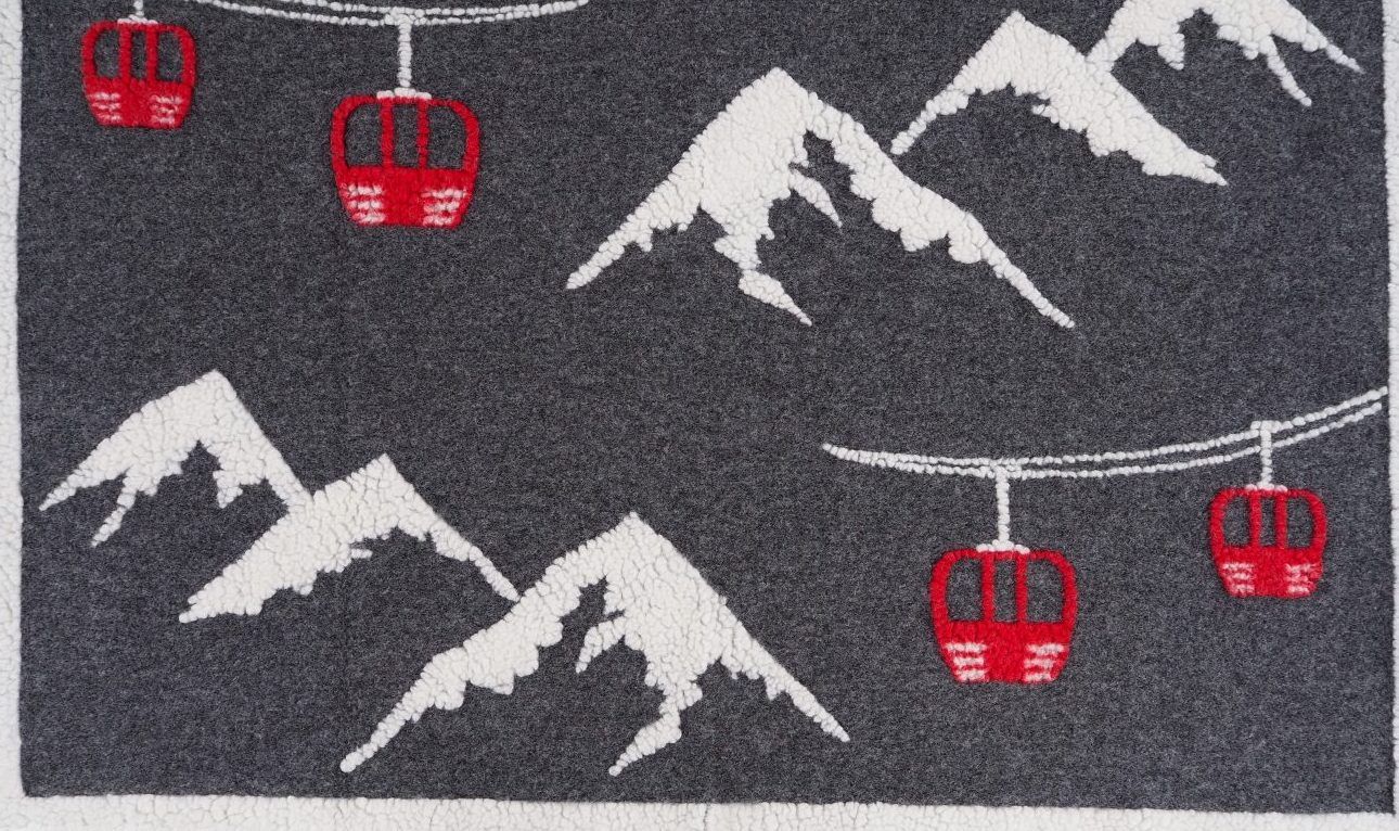 Biella Fabrics | Coperta Alta Quota Ardesia/Rosso - Fabbrica Ski Sises